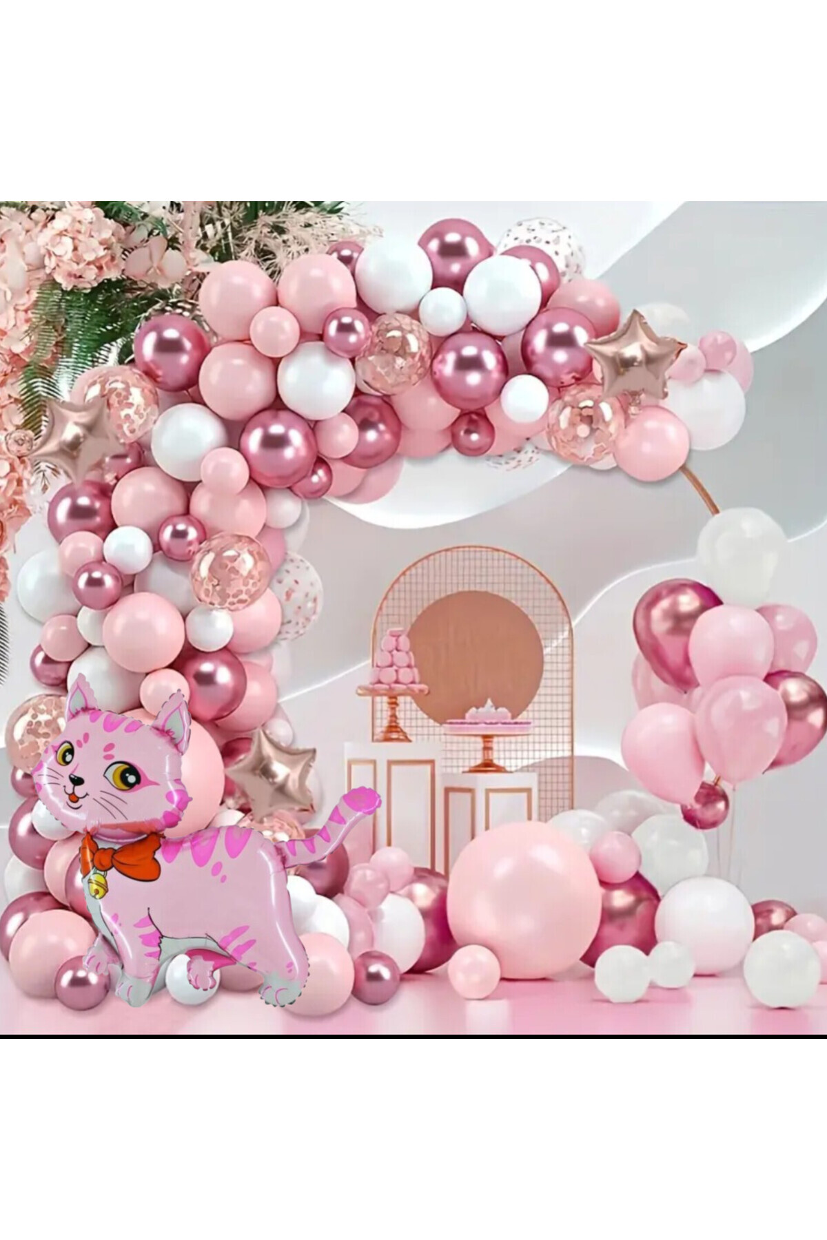 ALYA PARTİ Kedi Folyo Balonlu Doğum Günü Konsepti Doğum Günü Seti