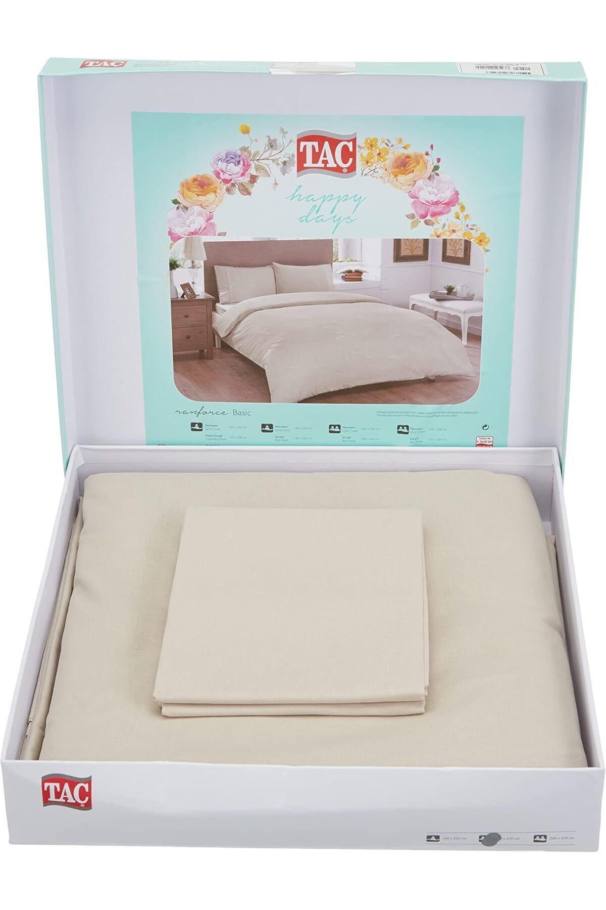 STOREMAX nffashopm Basic Ranforce Düz %100 Pamuk Nevresim Takımı, Taş, Çift Kişilik storestarx 1051353