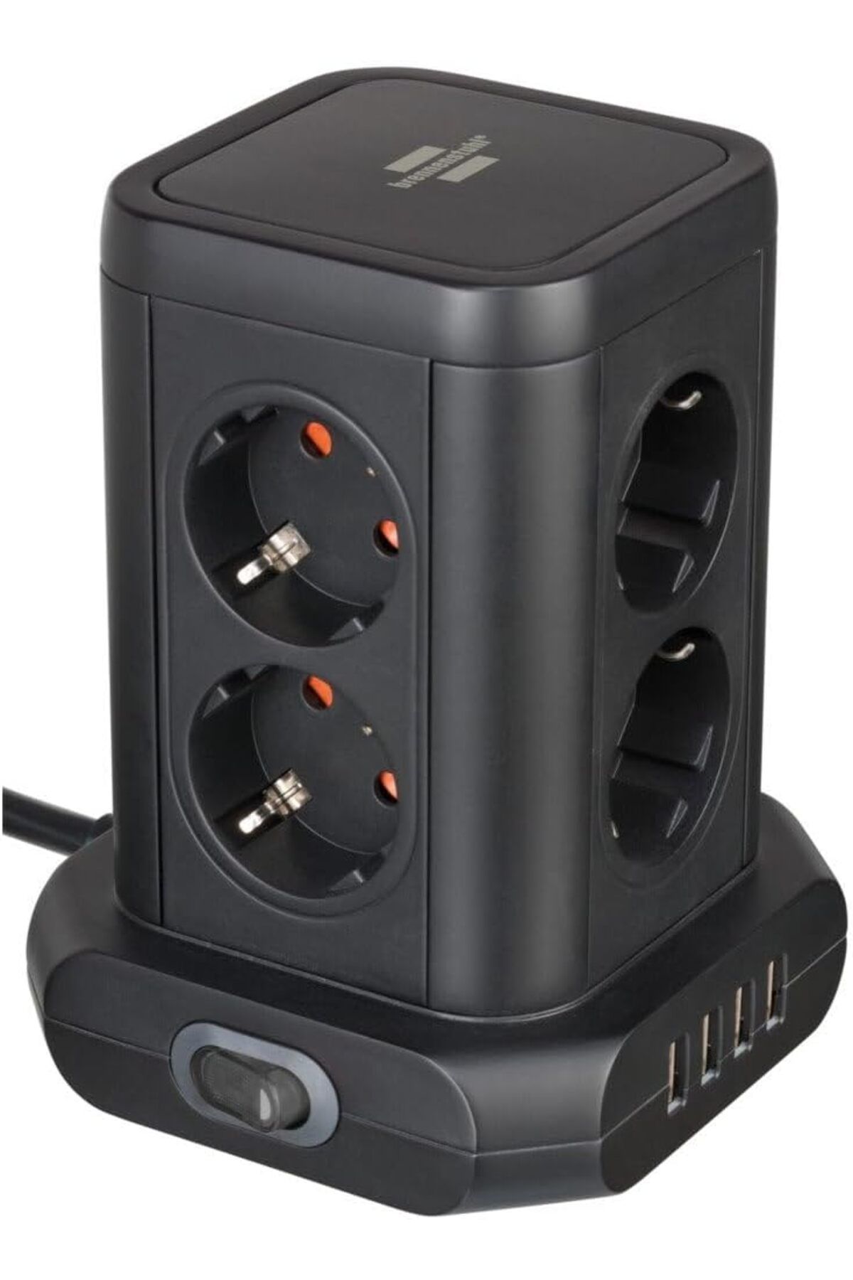 STOREMAX jvnnastore Priz kulesi, 8 bölmeli, USB'li, TÜV Süd sertifikalı (8 bölmeli priz bloğu, 4 x USB,