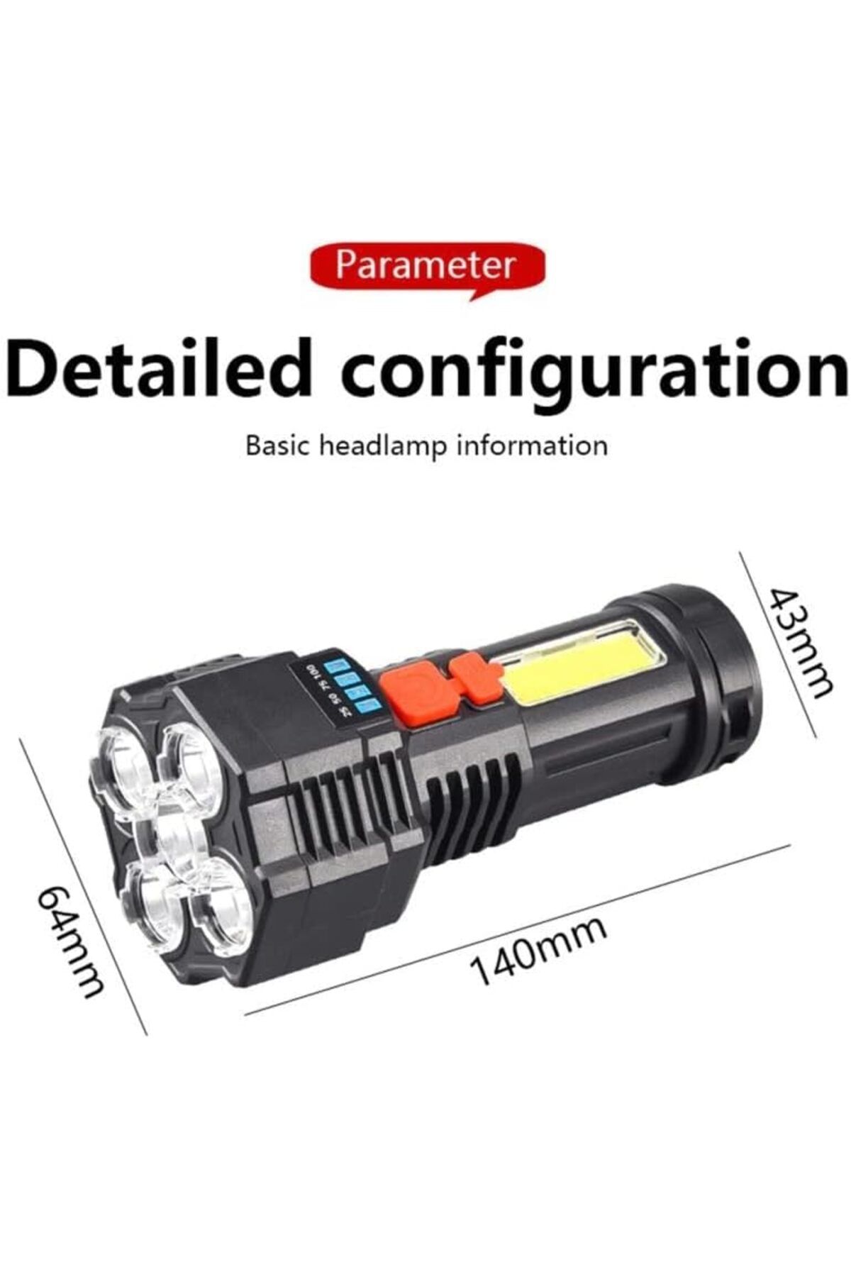 STOREMAX gelalpzr Ultra Hafif Fener Işıldak COB Led Su Geçirmez Şarj Göstergeli El Feneri Güçlü Profe