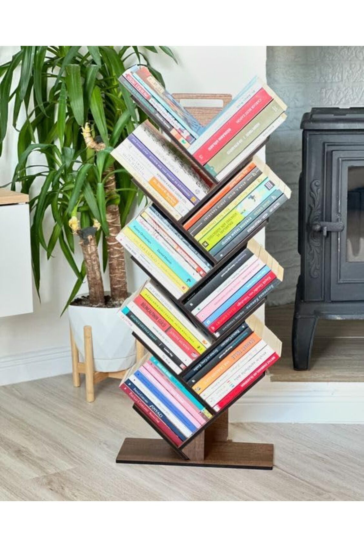 STOREMAX 8 Raflı Ağaç Kitaplık – Modern Tasarım, Dayanıklı Ahşap, 90x36x18 cm,