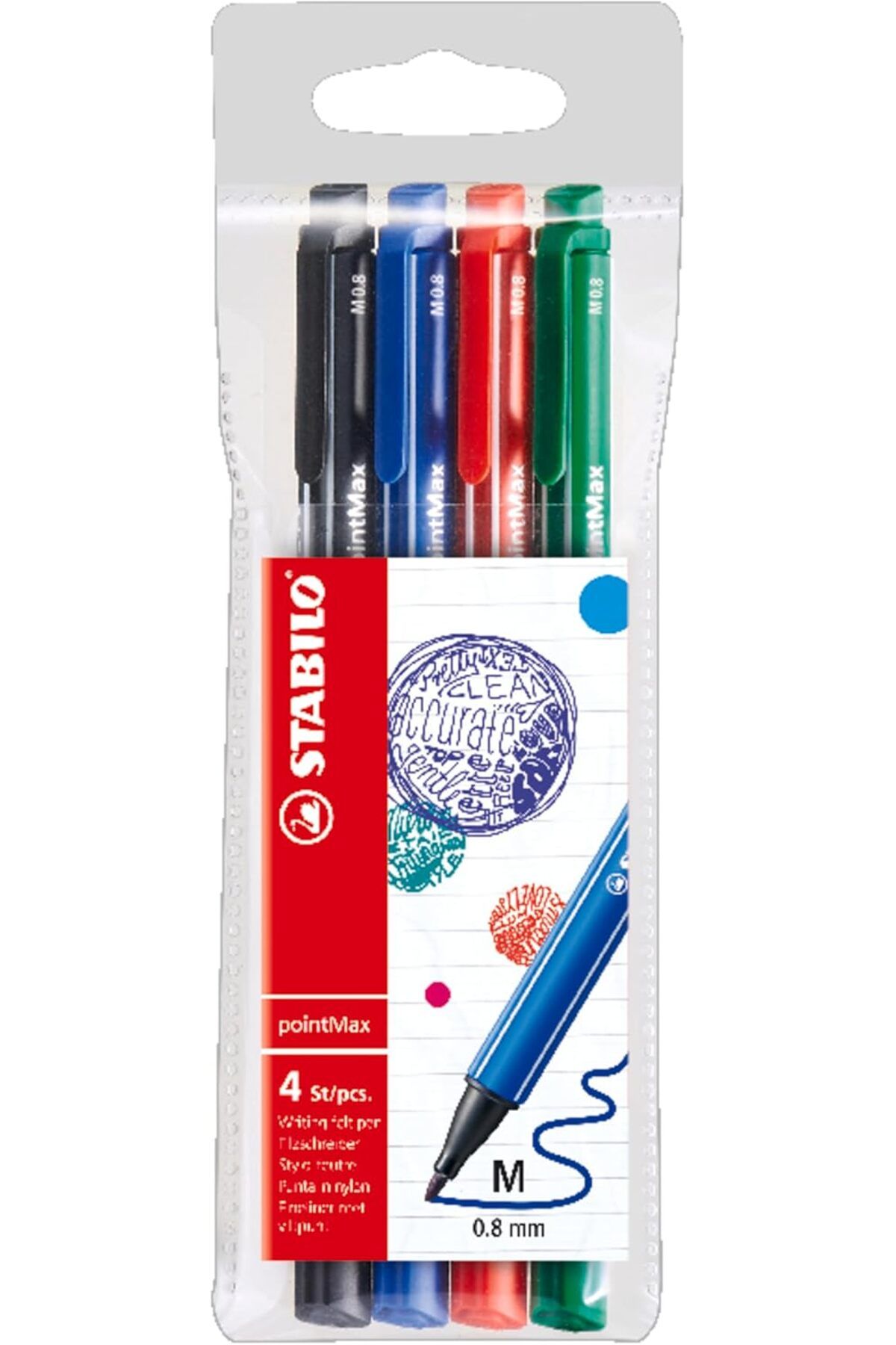 STOREMAX srhtDS pointMax - Keçe Uçlu Kalem - 4'lü Paket - Çeşitli Renkler Desing 266450