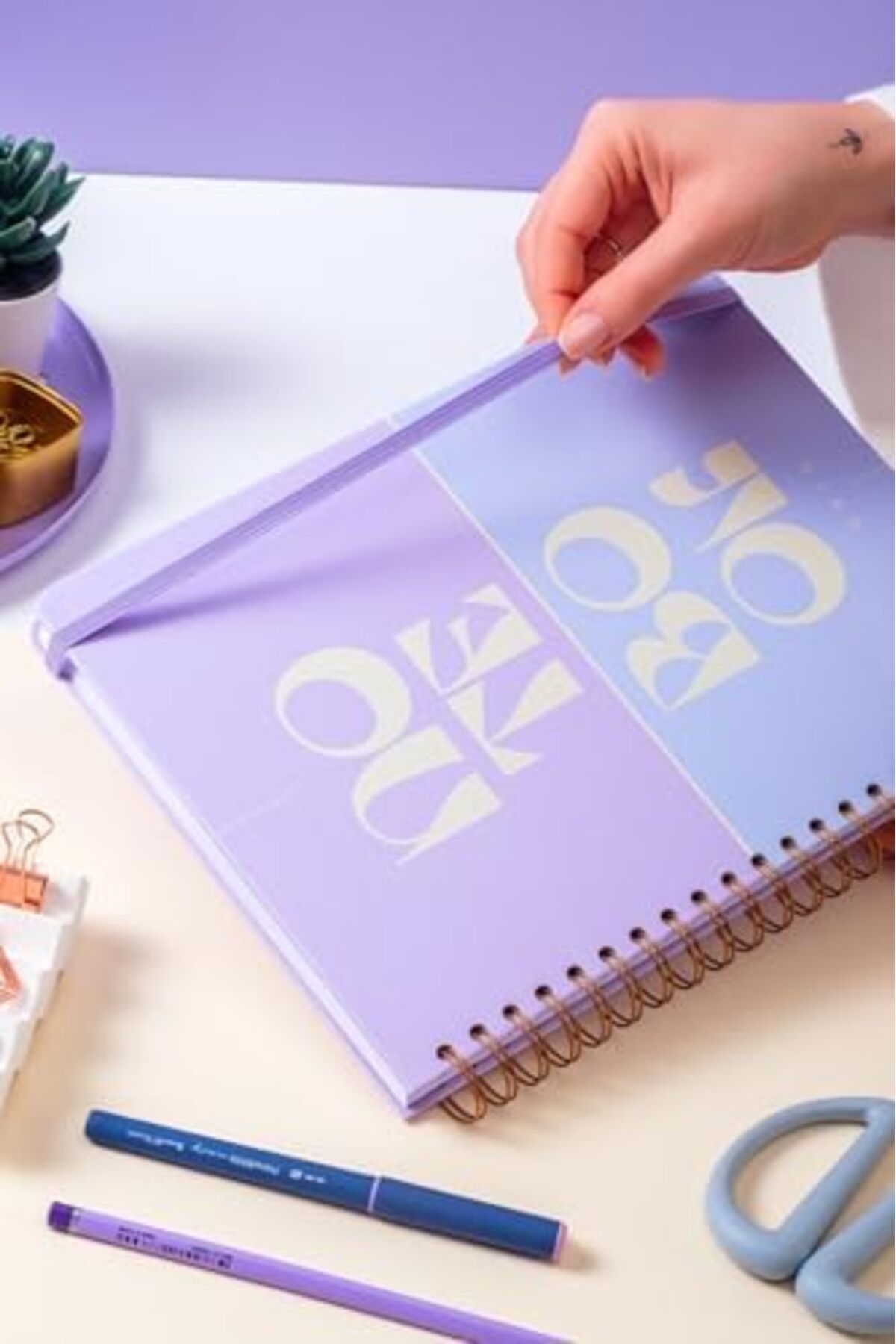 STOREMAX-Aclya 20X28 Spiral Hard Cover Elastic Checkered Notepad Lilac Acshop 1058548 2