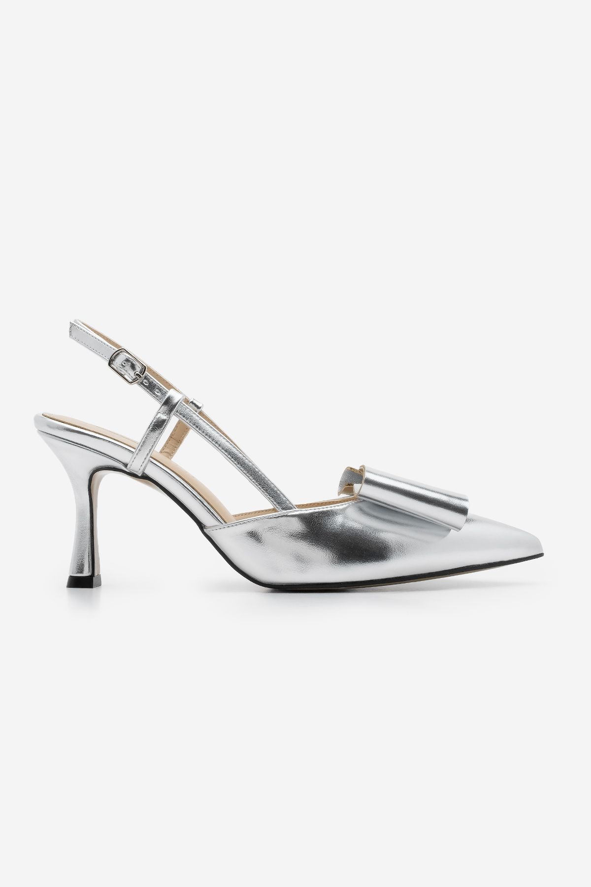 Marjin-Dámské boty na jehlovém podpatku Bowpolnine Slingback Heels Losi Silver 2