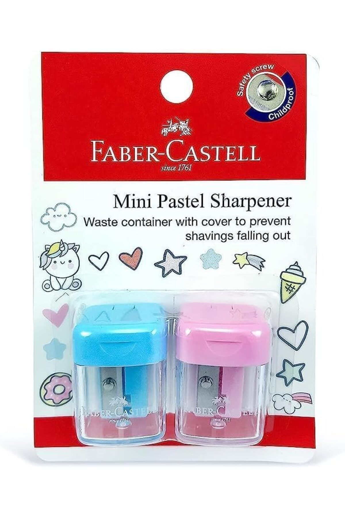 STOREMAX daliashops Faber Castell Minibox kalemtıraş 2 parça, blister kartlı, çeşitli renkler, Fcc58460