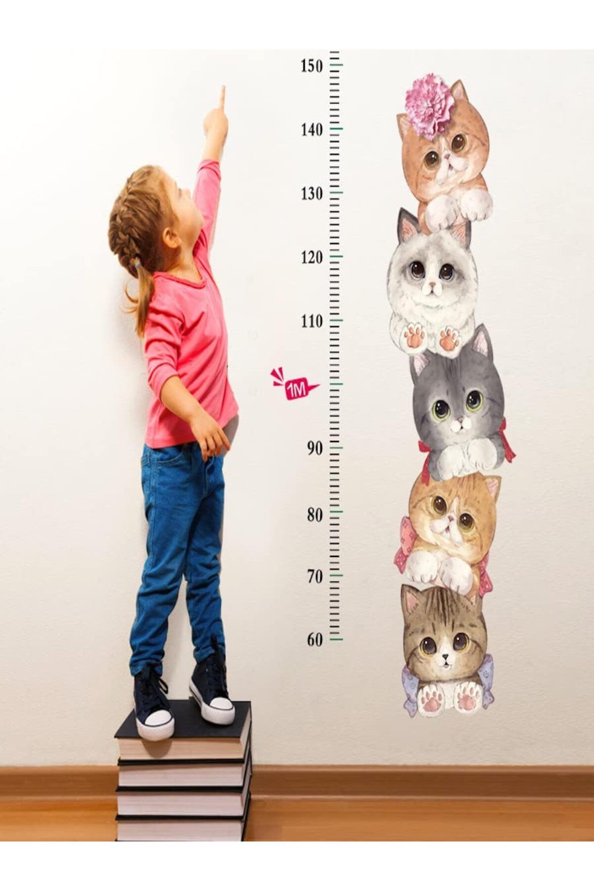 STOREMAX nslmshop Co. Boy Ölçer Duvar Sticker Duvar Çıkartması Seti Sevimli Kedicikler Life Store 103706