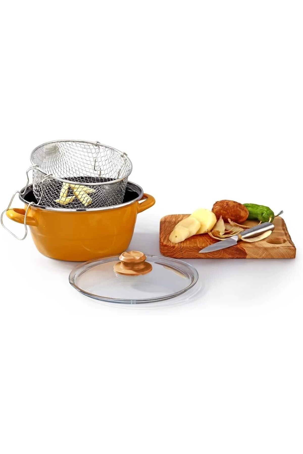 STOREMAX srhtDS Emaye Kızartma Tenceresi-22 Cm (Hardal Sarısı) Desing 266450