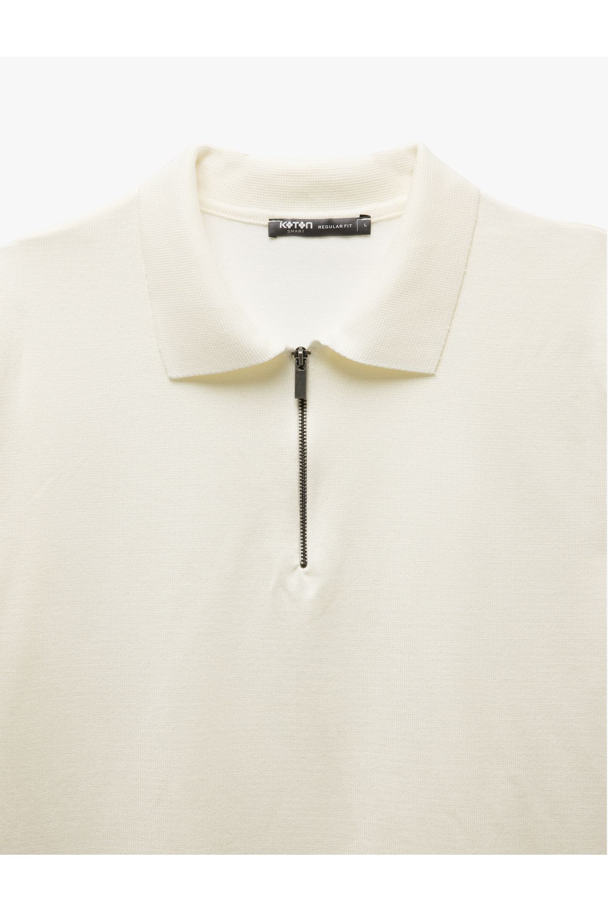 Koton-Half Zipper Viscose Blended Basic Short Sleeve Knitwear T-Shirt 5