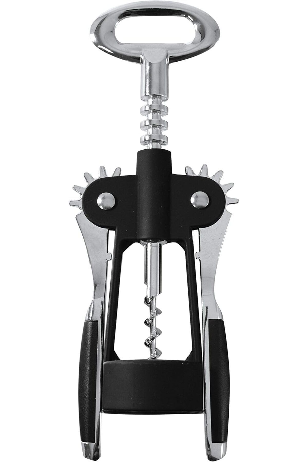 salesalbutik Premium Kanatlı Şarap Açacağı Tirbuşon, Siyah Metal Gövde, Ergonomik Tasarım
