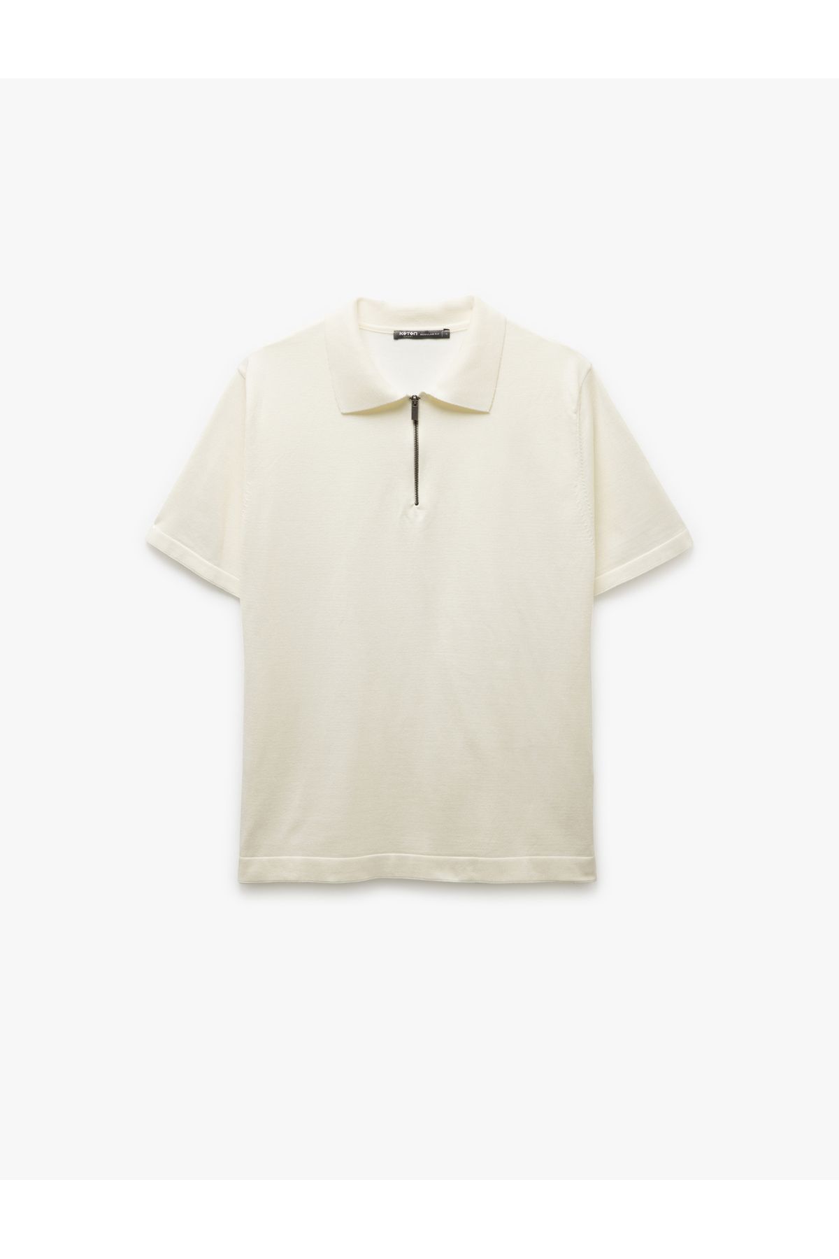 Koton-Half Zipper Viscose Blended Basic Short Sleeve Knitwear T-Shirt 3
