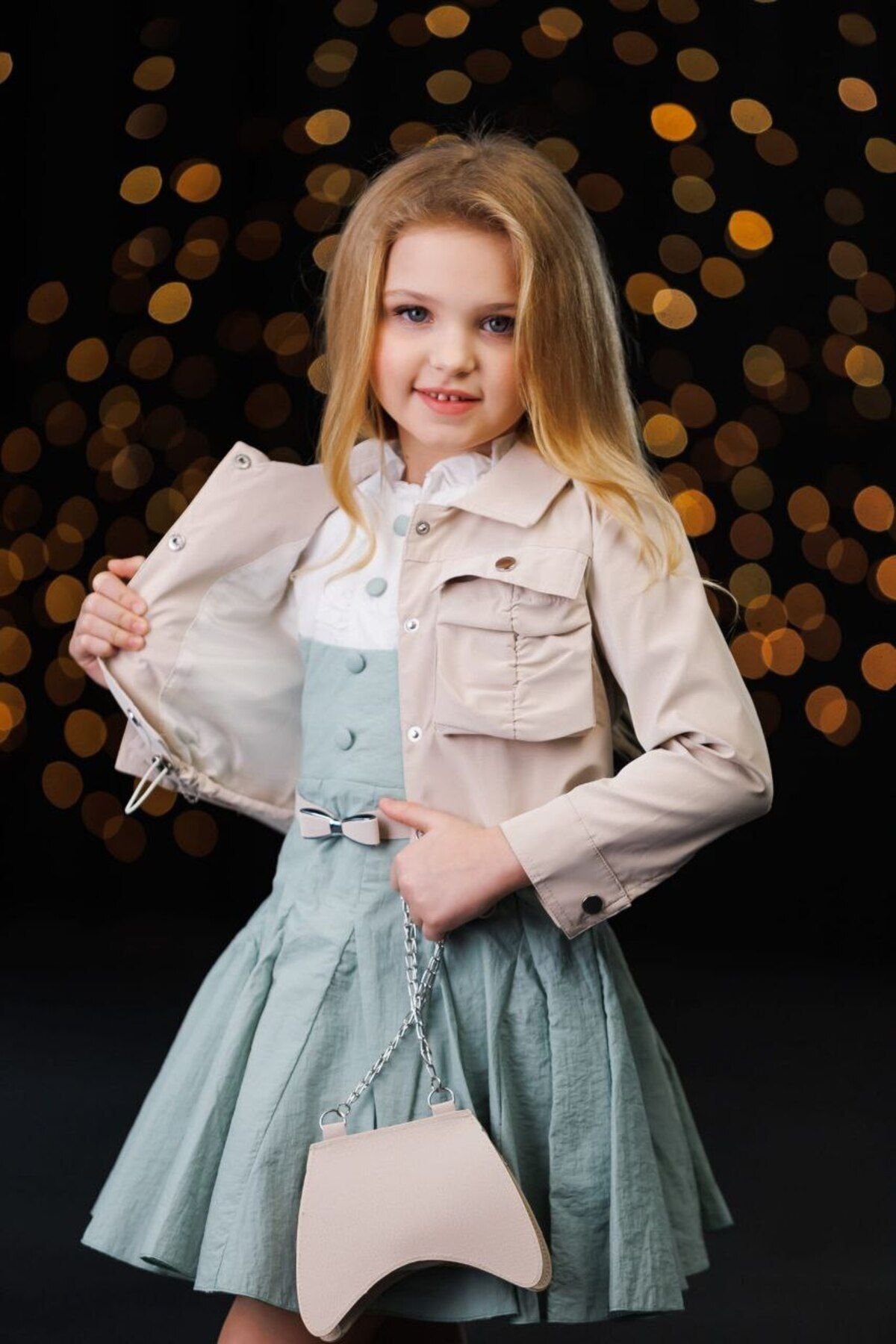 Ribbon kids-Girl's Dress and Jacket + Belt + Bag 1