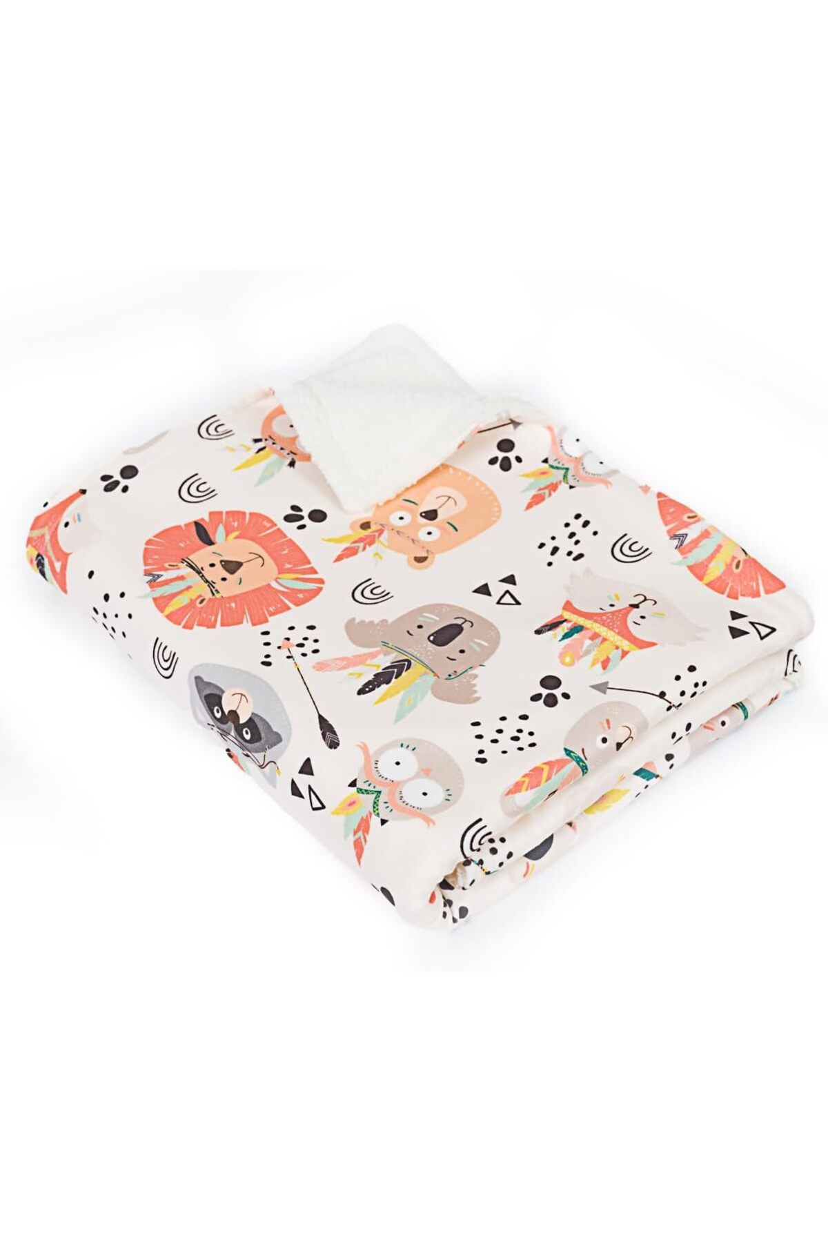 STOREMAX nffashopm Home Yumuşak Bebek Battaniyesi Renkli Orman Dostları Kuzu Tüyü Battaniye 80x100 cm sto