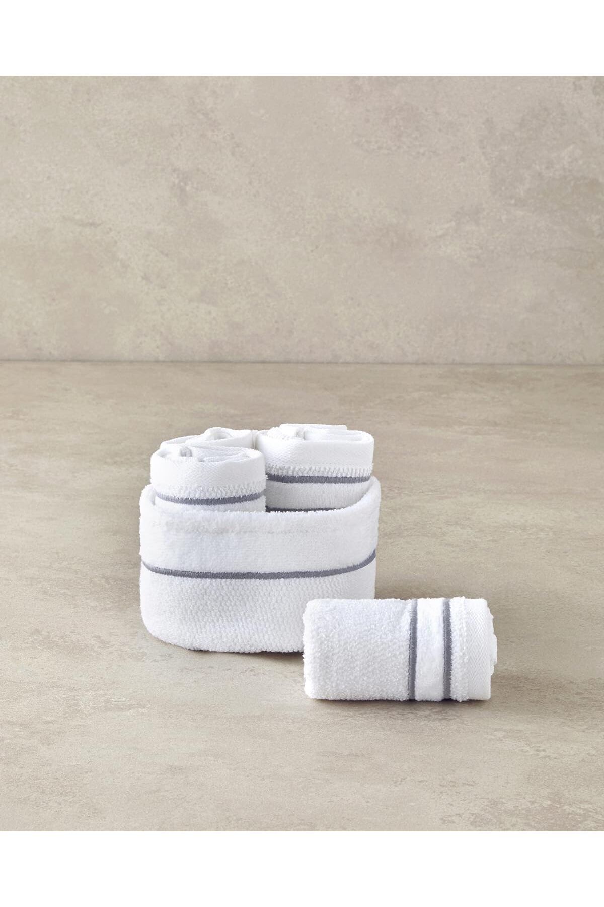 STOREMAX nffashopm Home Vier Pamuklu Nakışlı El Havlusu Seti 30x40 cm Beyaz storestarx 1051353