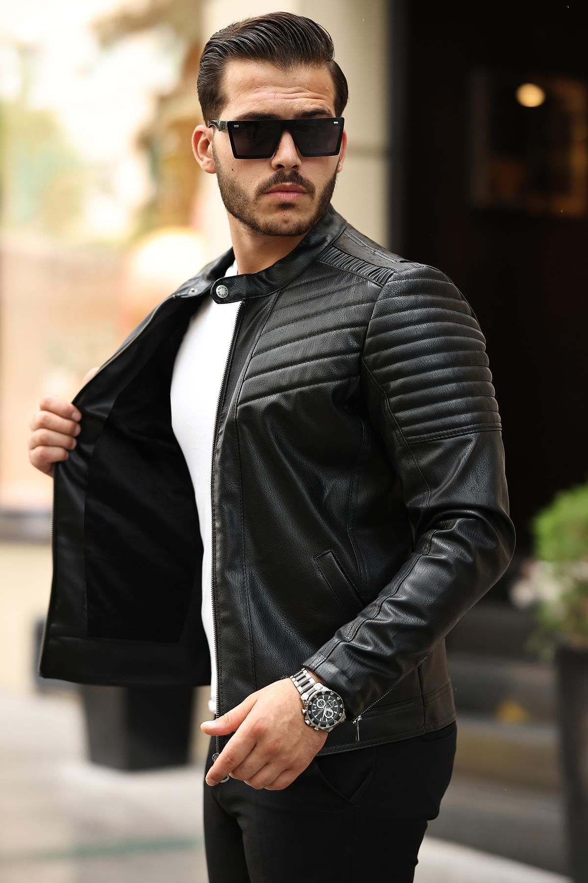 Delpino-Slim-fit Men's Leather Jacket 1