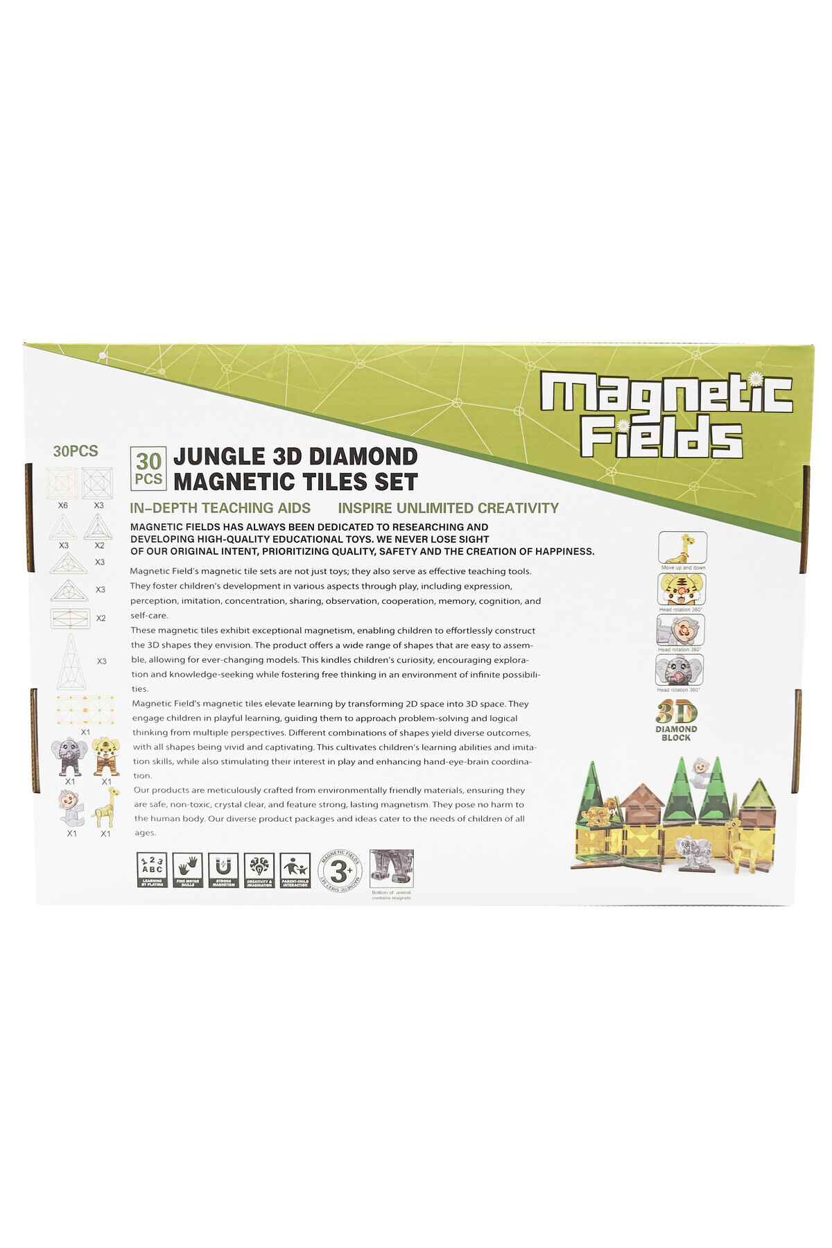 مجموعه کاشی‌های مغناطیسی الماسه جنگل سه‌بعدی – ۳۰ تکه