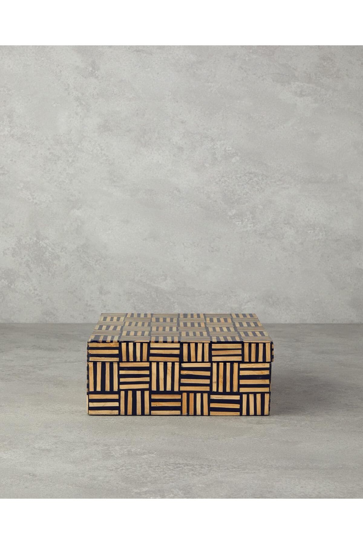 STOREMAX nffashopm Home Boho Stripe Bambu Dekoratif Kutu Naturel storestarx 1051353