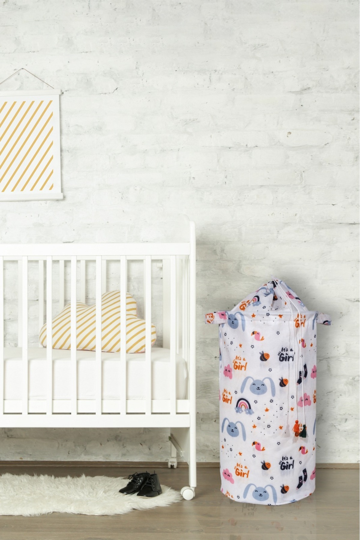 MorBebe Bebek Yuvarlak Torbalı Oyuncak Ve Kirli Sepet Oda Aksesuar 46x32 fotoğrafı 6 (önizleme)