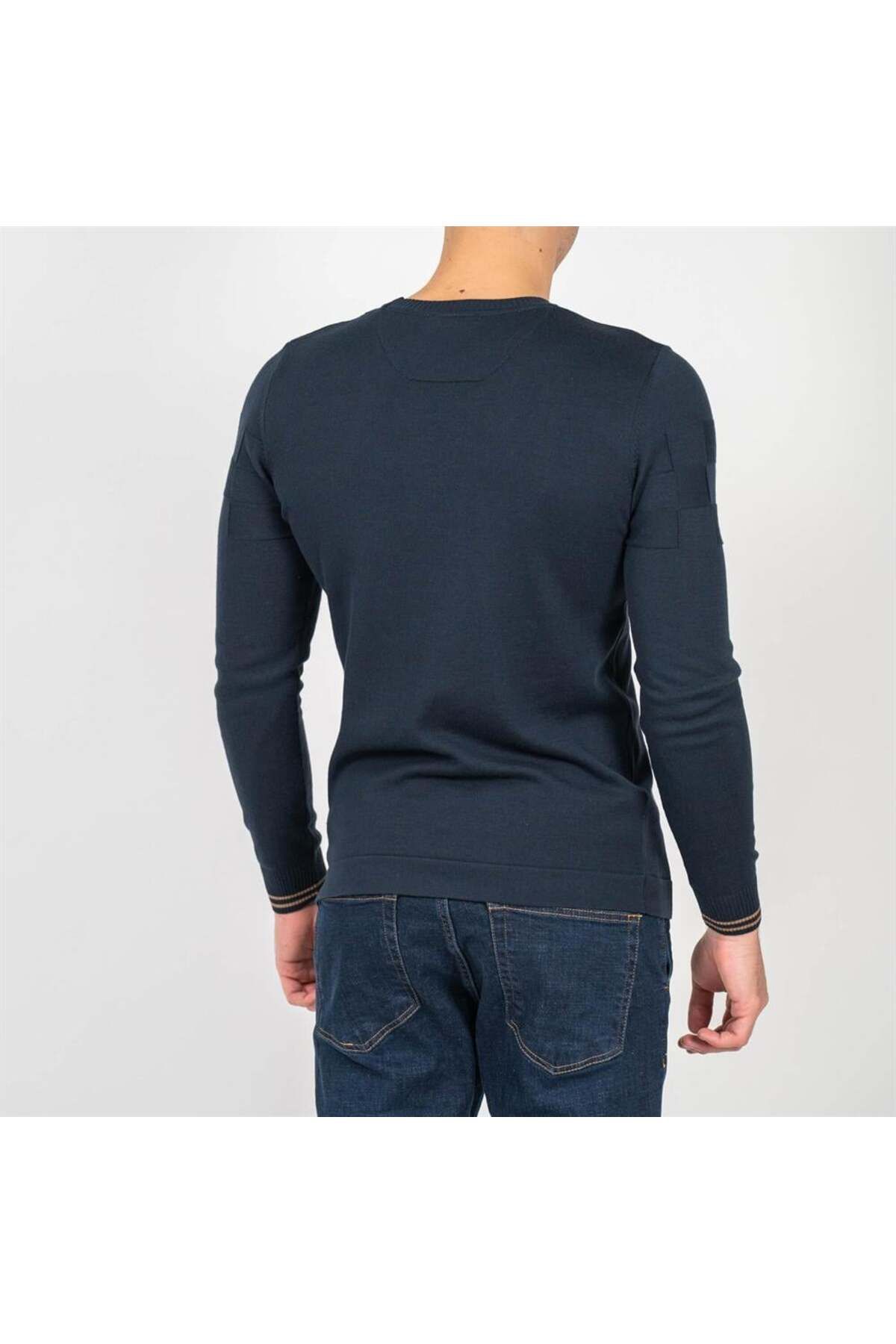 پلیور آبی مردانه لباس بافتنی با الگوی باریک و JEANS 3638 ان سی آر Ncs