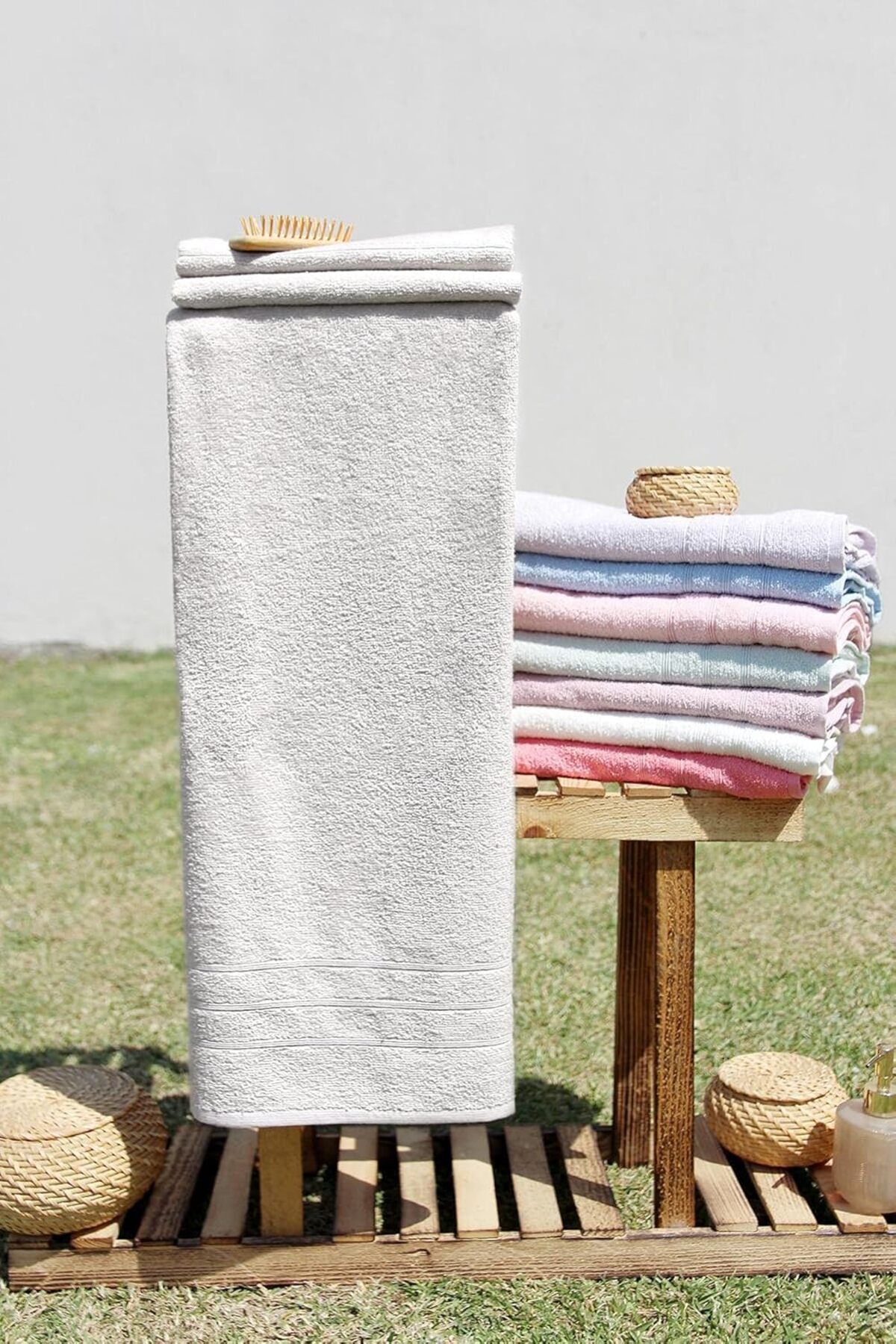 STOREMAX nffashopm %100 Pamuk Renkli 70x140 Banyo Havlusu GRİ storestarx 1051353