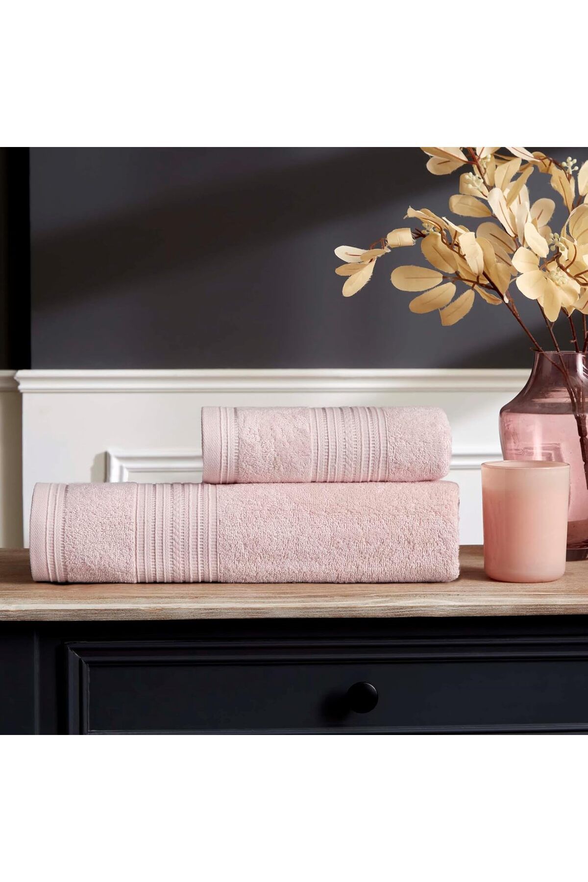 STOREMAX nffashopm Bamboo Rail Düz%60 Pamuk%40 Bambu Banyo Havlusu, Pembe, 50x90 cm storestarx 1051353