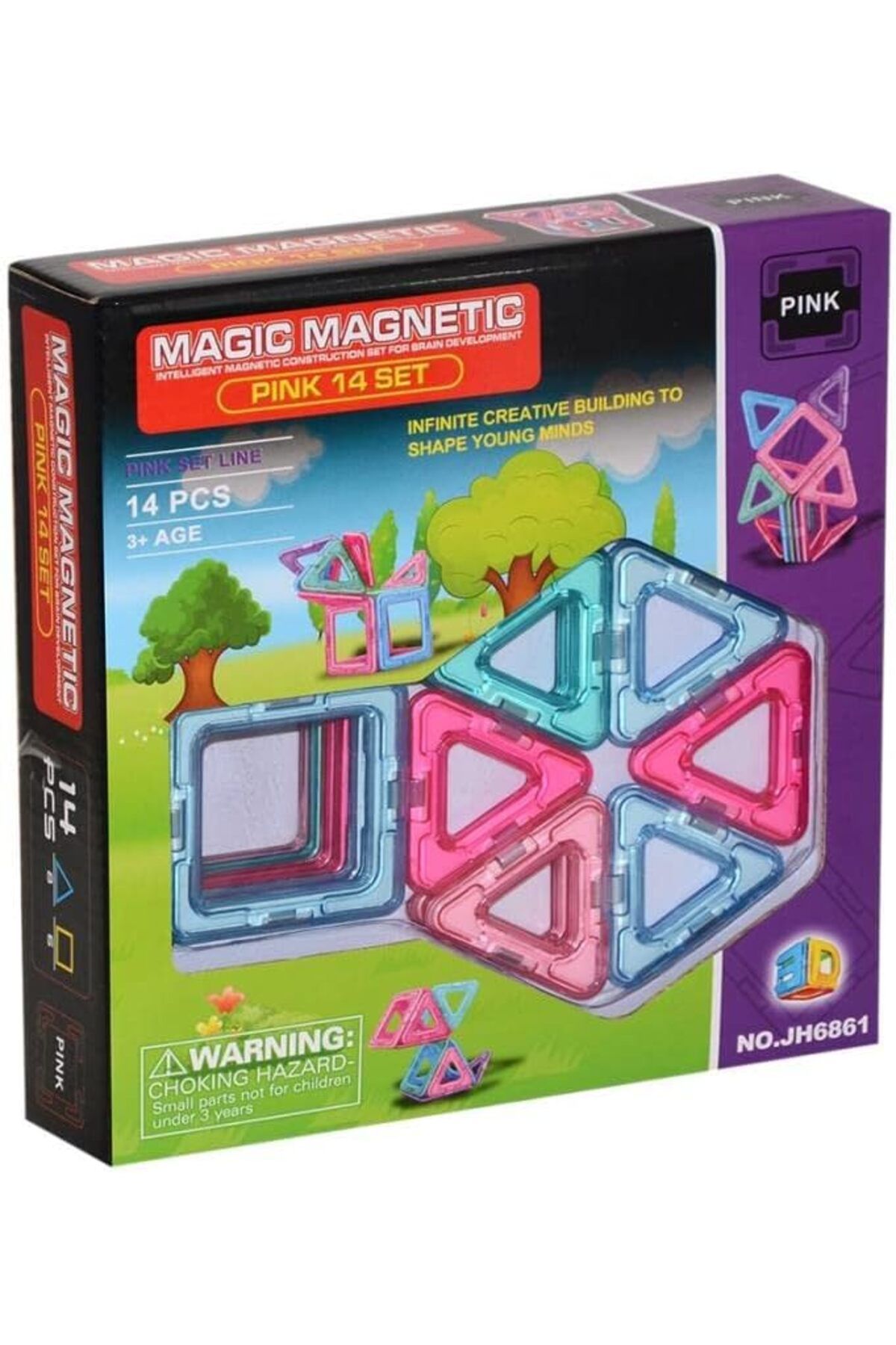 STOREMAX htpshopmx Magic Magnetic Manyetik 14 parça Kare Üçgen Pink Set KZL-JH6861 str http 1092444