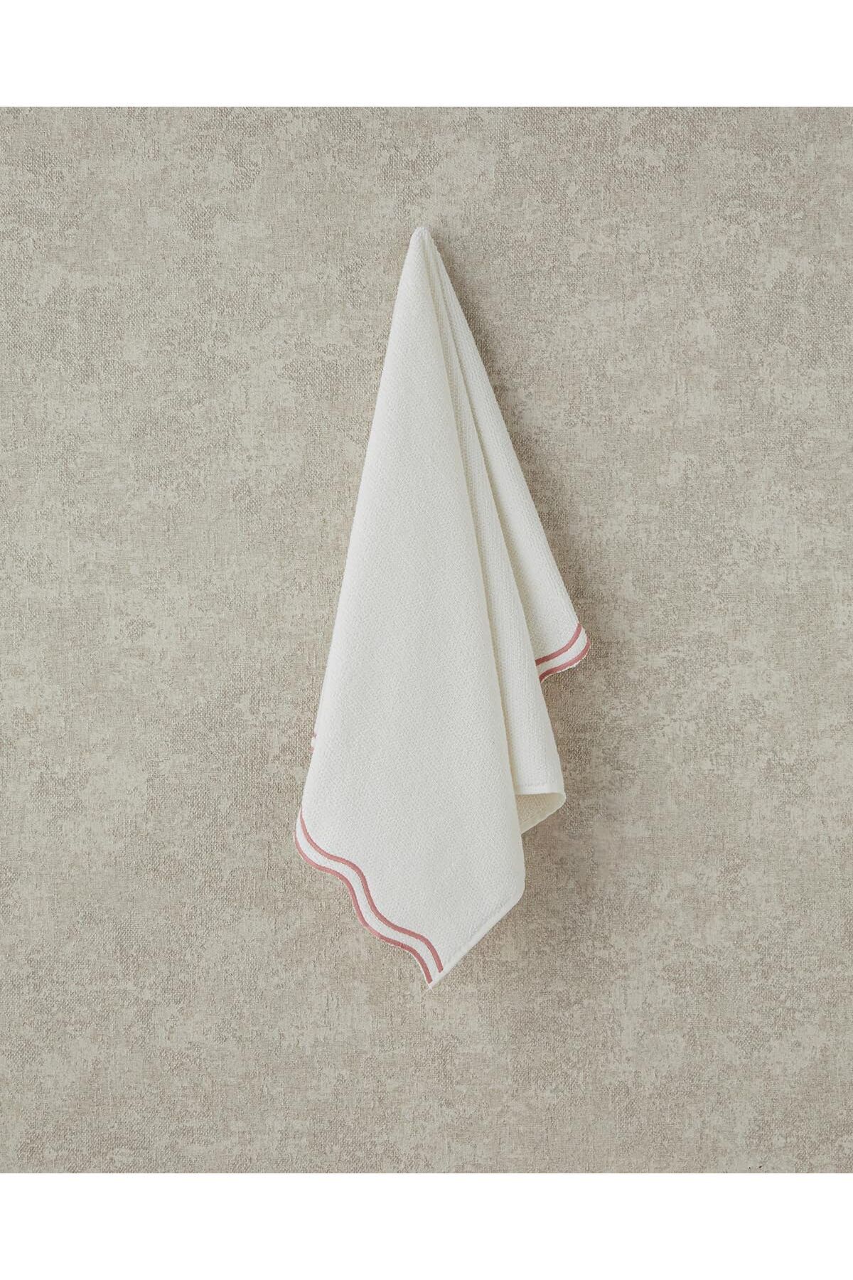 STOREMAX nffashopm Home Retro Ws Pamuklu Nakışlı Yüz Havlusu Ekru - Pembe storestarx 1051353