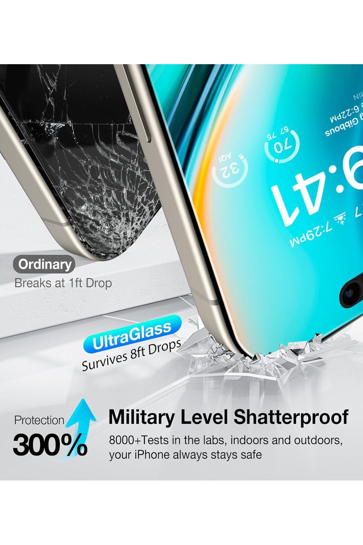 AWH-واقي شاشة الخصوصية الزجاجي لجهاز iPhone 15 Pro [درع الخصوصية غير المرئي]، قطعتان 5