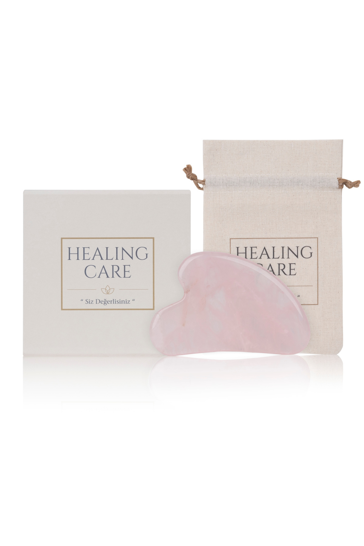 Pembe Kuvars Gua Sha Kalp Şekli Masaj Taşı ( Özel Kutusu Ve Kesesi Ile Birlikte ) — صورتی Healingcare14 — تصویر 2 از 4