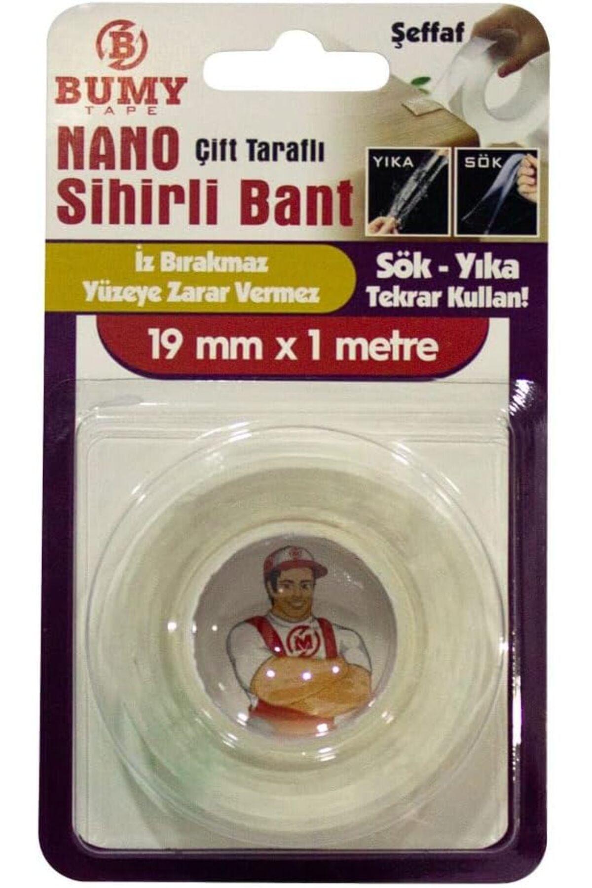 MCreative NANO SİHİRLİ BANT 19 MM X 1 MT/ŞEFFAF/SÖK YIKA TEKRAR KULLAN