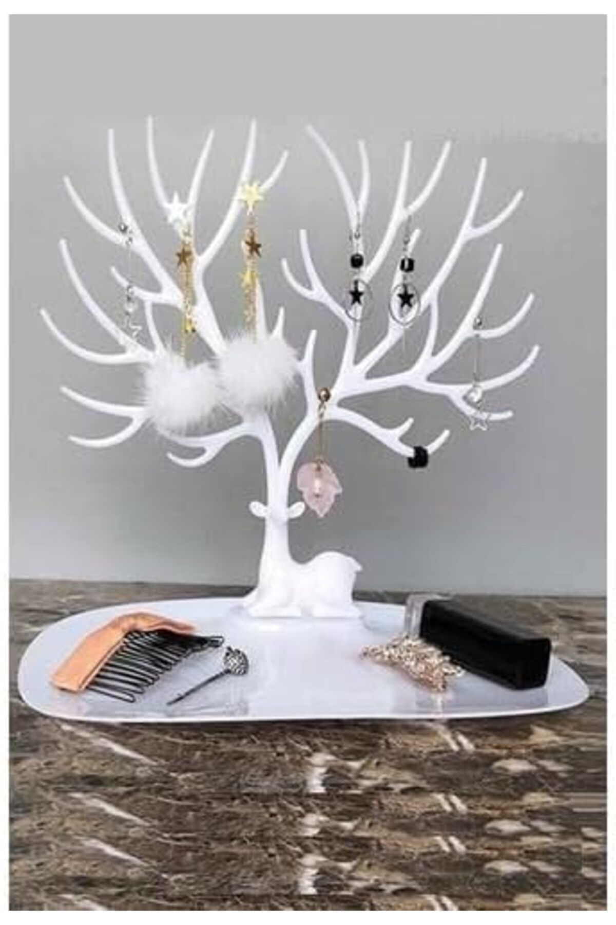 STOREMAX nffashopm Trend Geyik Tasarımlı Takı Askısı Yüzük Kolye Küpe Standı Mücevher Organizeri Be