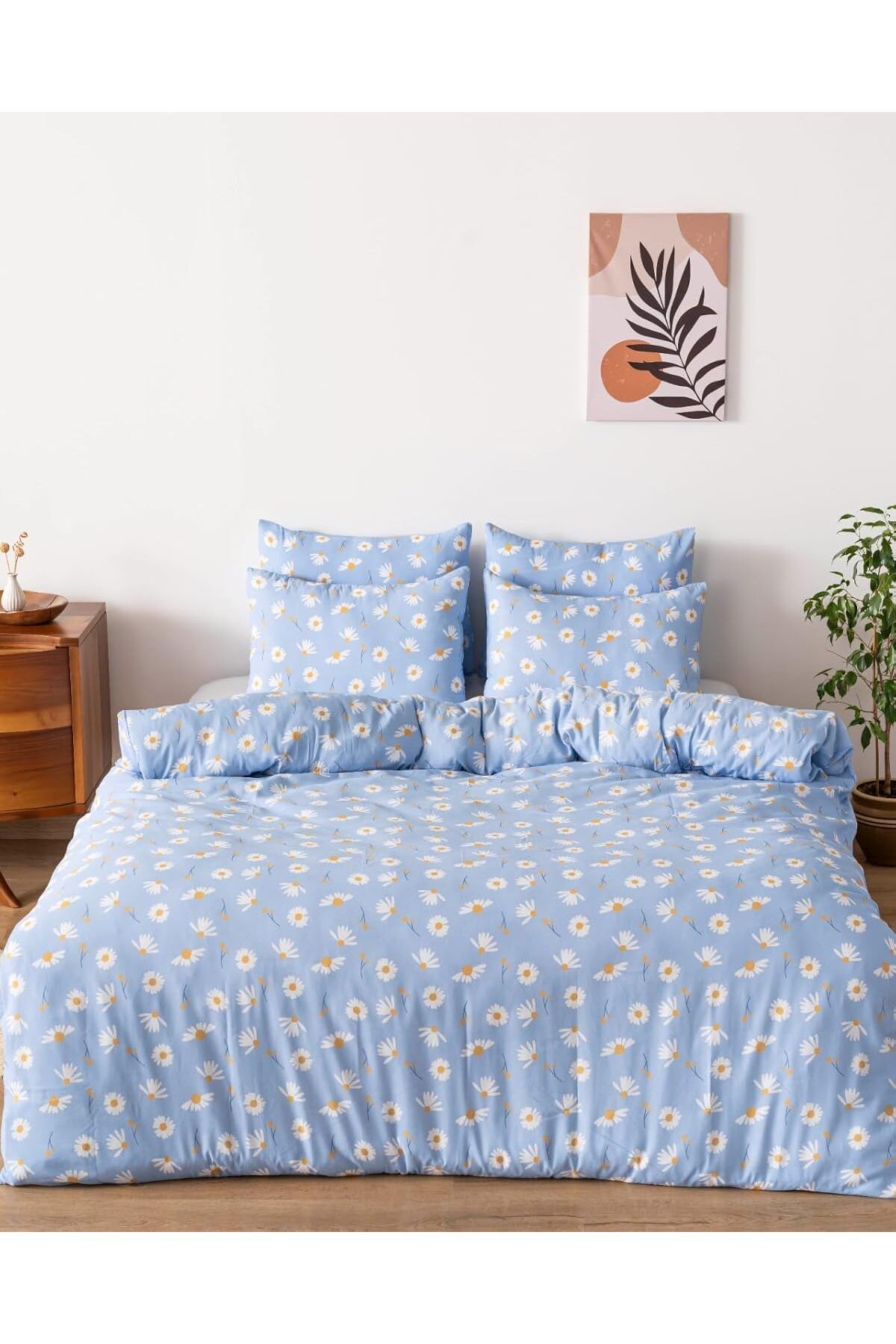 STOREMAX nffashopm Mavi Papatya Çift Kişilik Nevresim Takımı Pamuklu storestarx 1051353