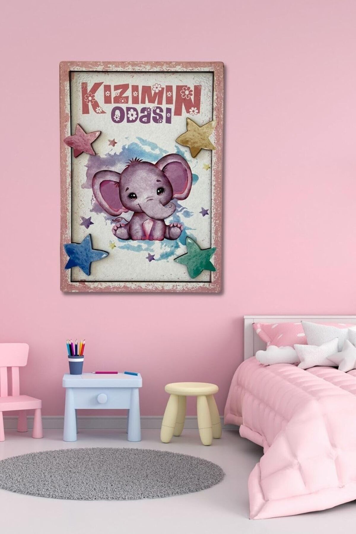 STOREMAX nffashopm Boyutlu Ahşap Tablo - Kızımın Odası Çocuk Odası Kız Odası İçin 3D Görünümlü