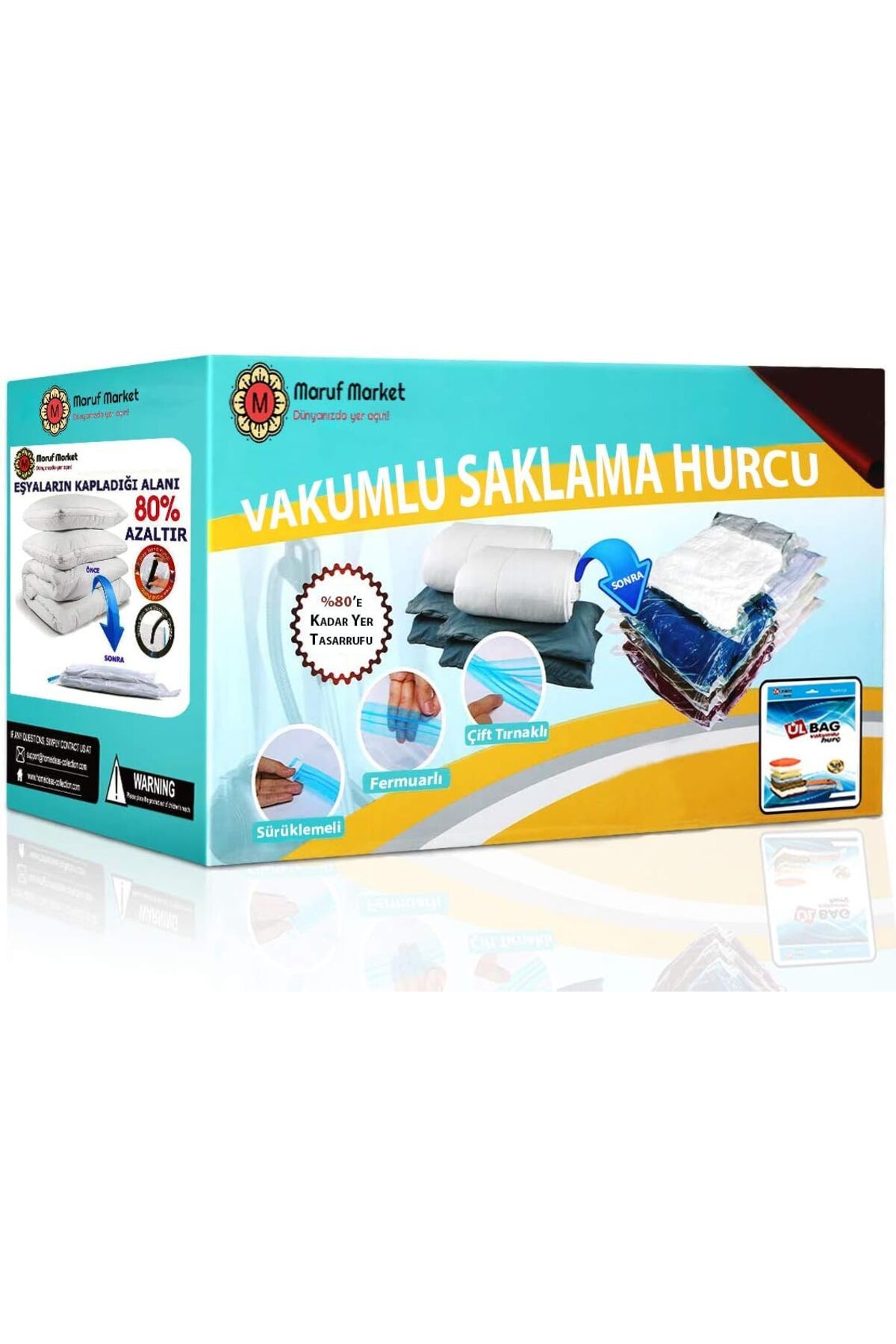 STOREMAX lbstorex MarufMarket 4'lü Vakumlu Poşet Seti (2 Orta + 2 Büyük Boy) Vakumlu Torba, Vakumlu Hurç