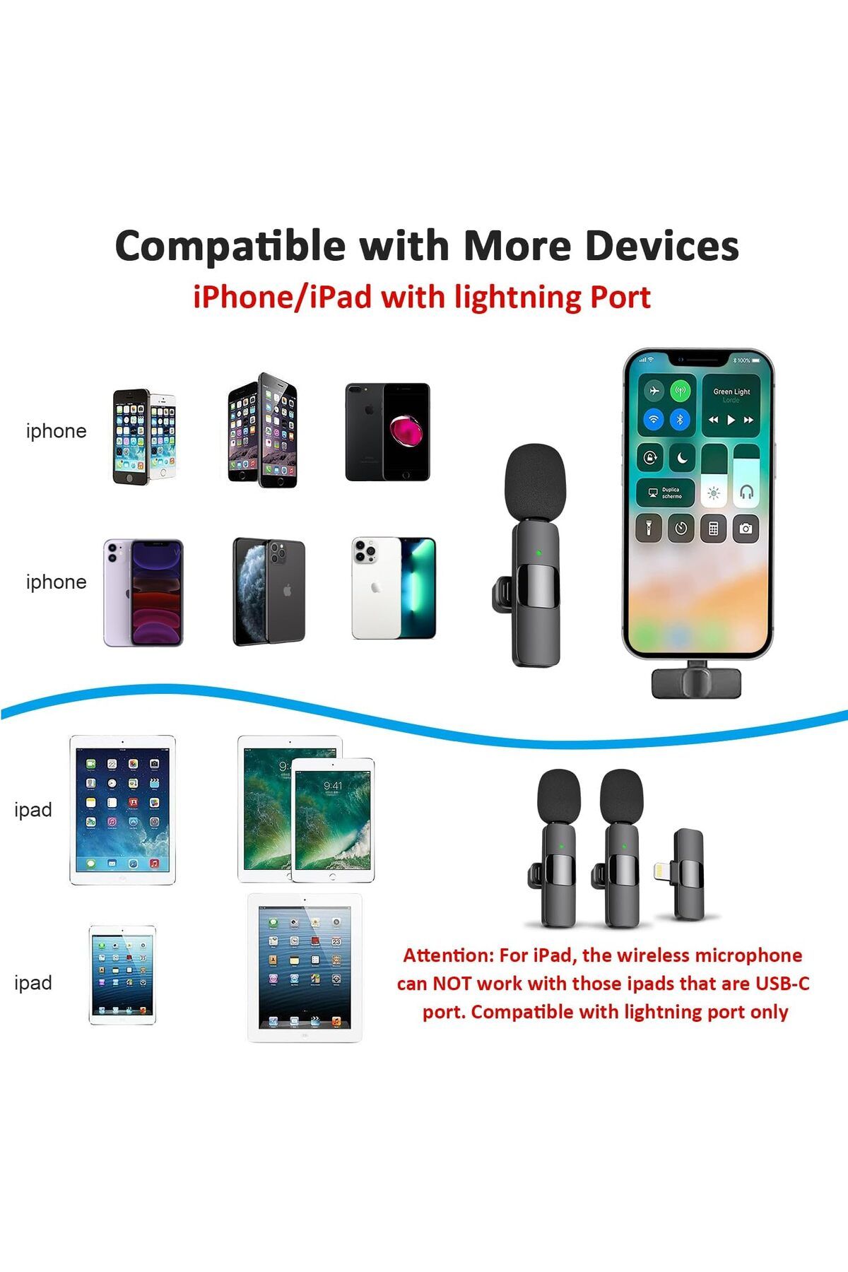 AWH-Wireless Lavalier Mic for iPhone/iPad, Bluetooth Omnidirectional Mic for Podcast, Vlog, Black 5