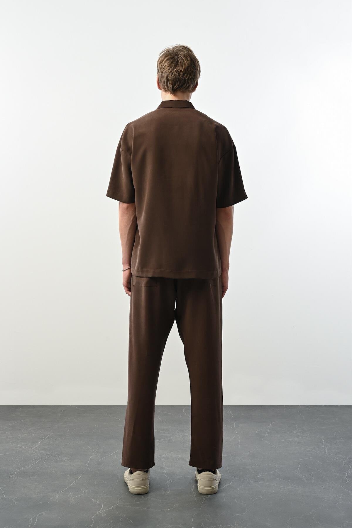 Valiberta-Ανδρικό παντελόνι Soft Touch Fabric Baggy Fit Elastic - Καφέ 4