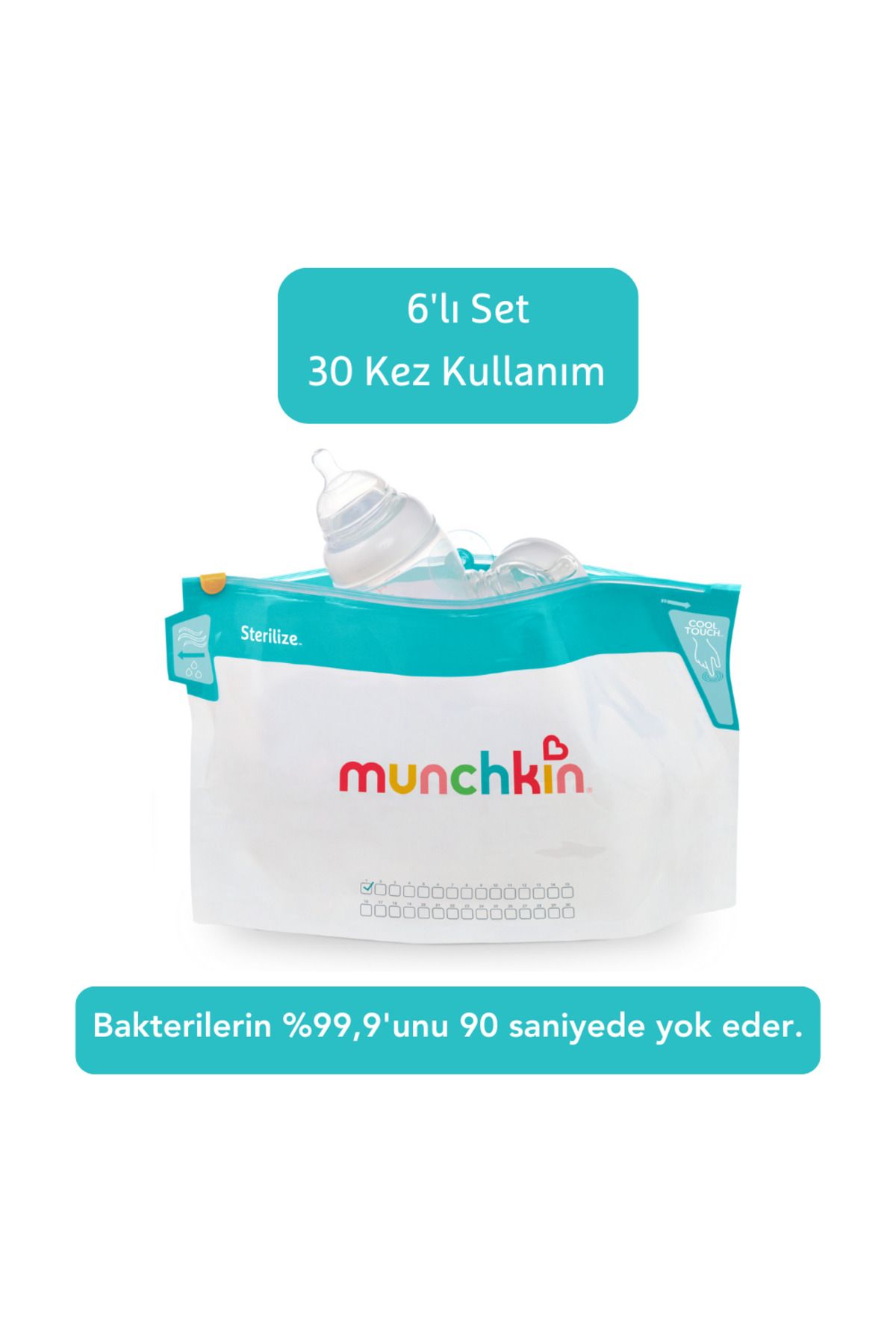 Munchkin Yeniden Kullanılabilir Jumbo Mikrodalga Sterilizatör Torbaları 6 Adet