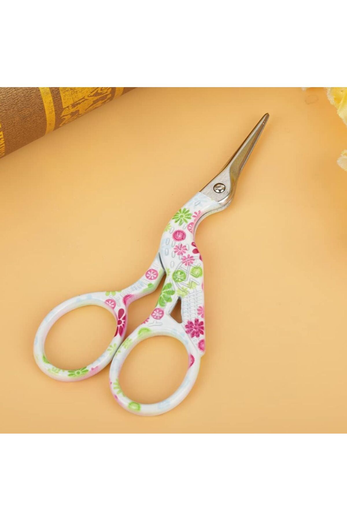 OZN AKSESUAR Vintage Dikiş Nakış Söz Nişan Makası Leylek Şekilli çiçekli