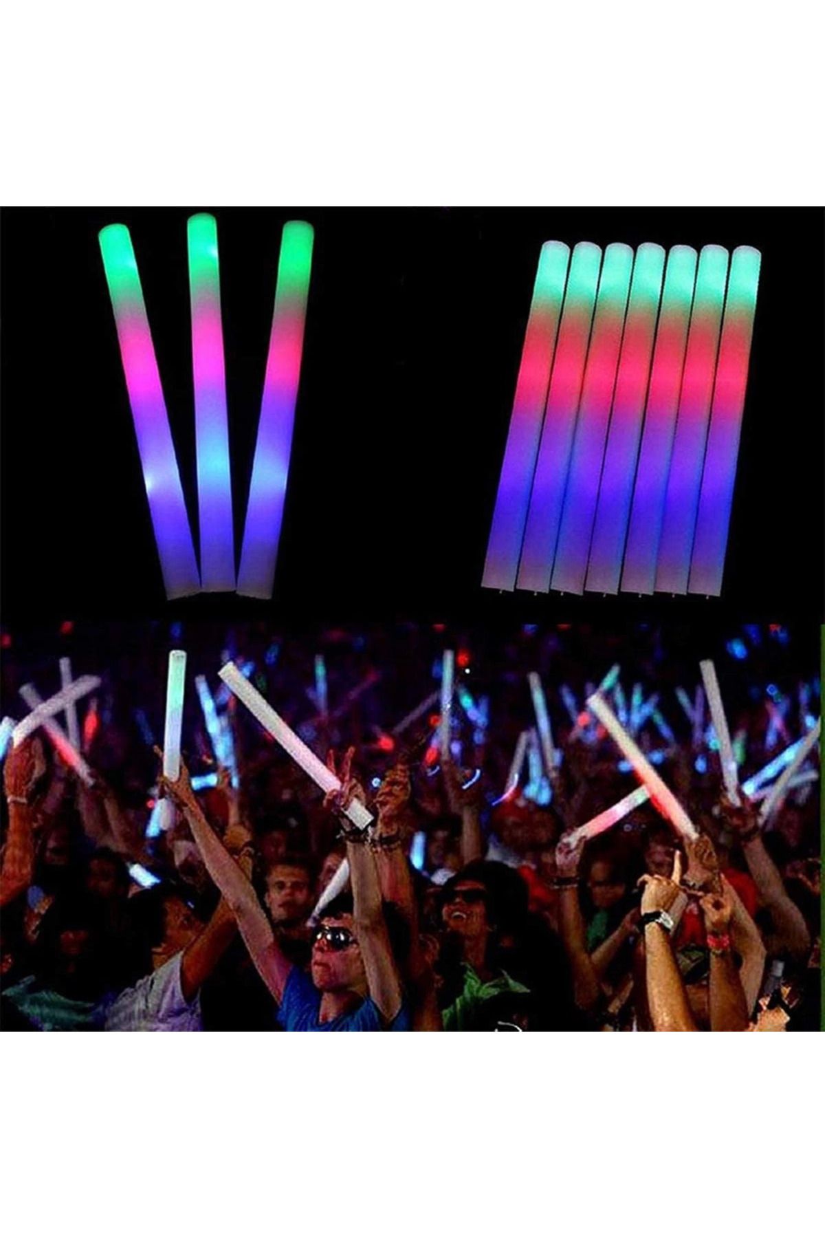 Ayaz World Led Işıklı Rengarenk Sünger Parti Çubuk Işıklı Kauçuk Sopa 46 Cm - AYZ4916-3584
