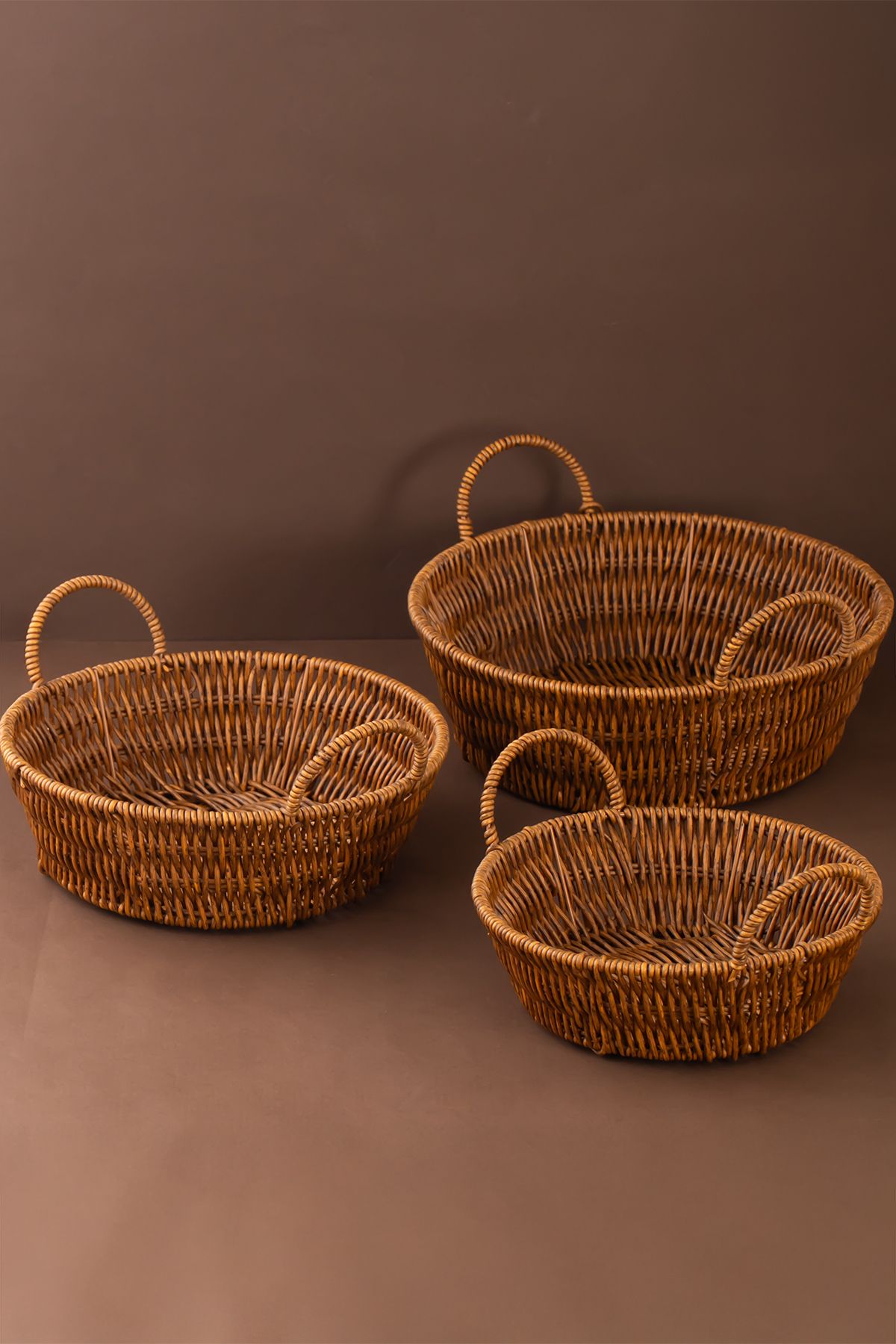 Porsima-304-C Set rotund de 3 coșuri din răchită - Coș organizator pentru casă și baie 2
