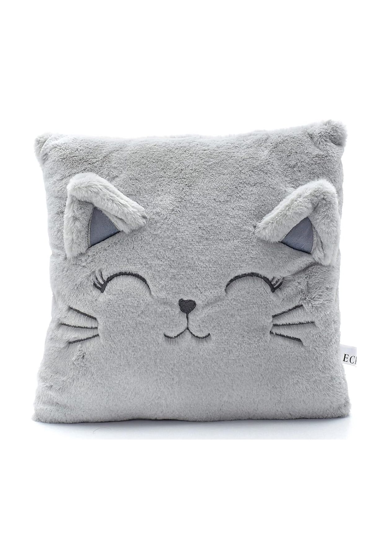 Ecrou-Perna Decorativa Pisica De Pluș Gri 35 Cm X 35 Cm 1