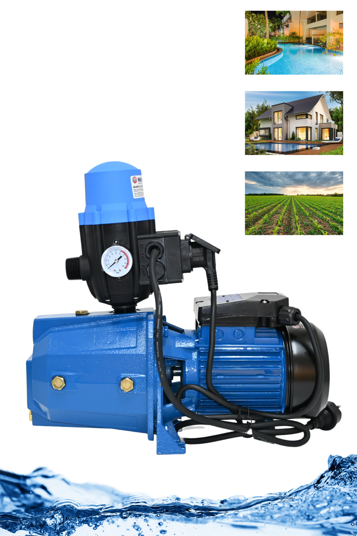 Mur-Cell Jet100p Su Pompası Hidromat Pompalı Otomatik Paket Hidrofor Su Motoru Bahçe Pompası 1hp