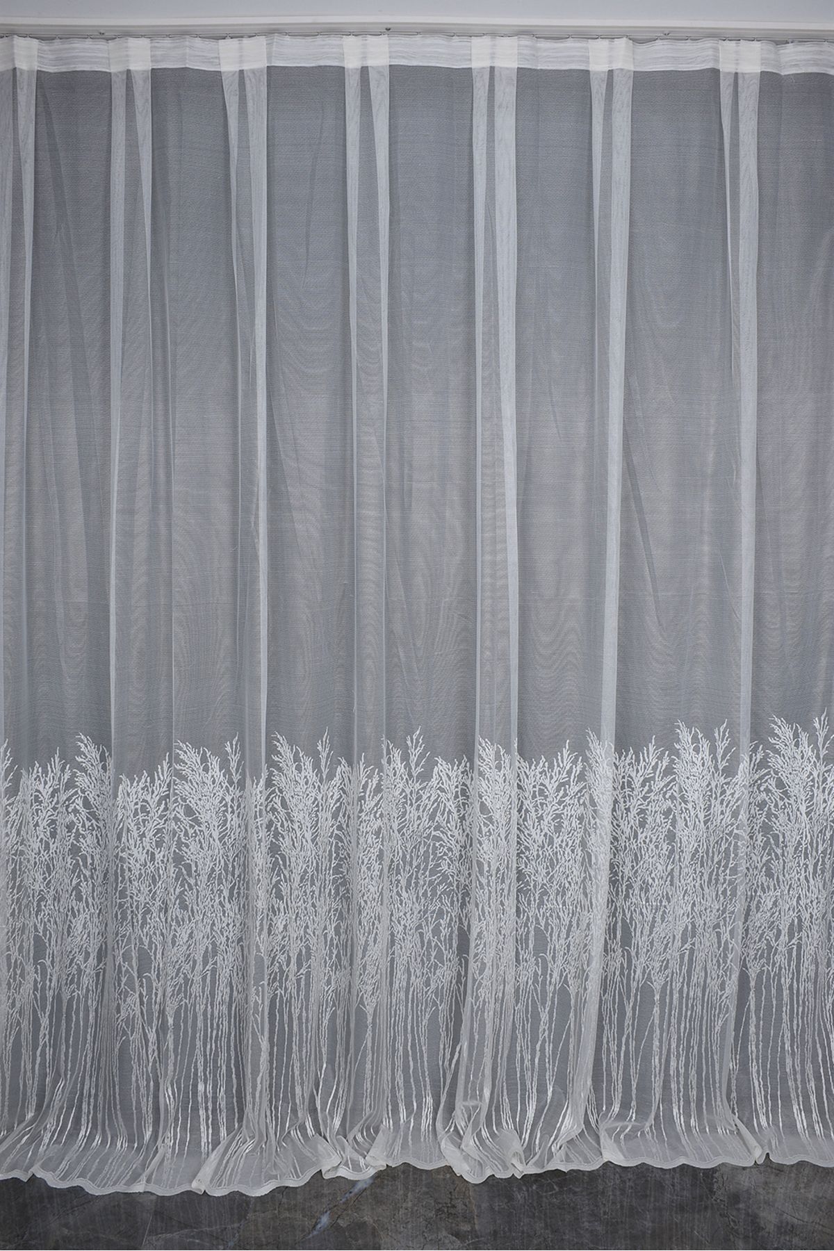 AKÇA TEKSTİL-Cypress Hub Model Cream Color Single Wing Premade Planted Pleated Background Curtain 300*260 cm 2