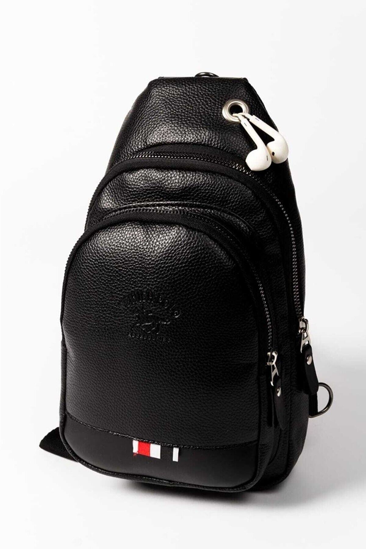 NEWISH POLO ACCESSORIES Newish Polo Deri Unisex Çapraz Askılı Çanta Göğüs Çanta Kulaklık Çıkışlı Omuz Çanta Günlük Tek Kol görsel 6