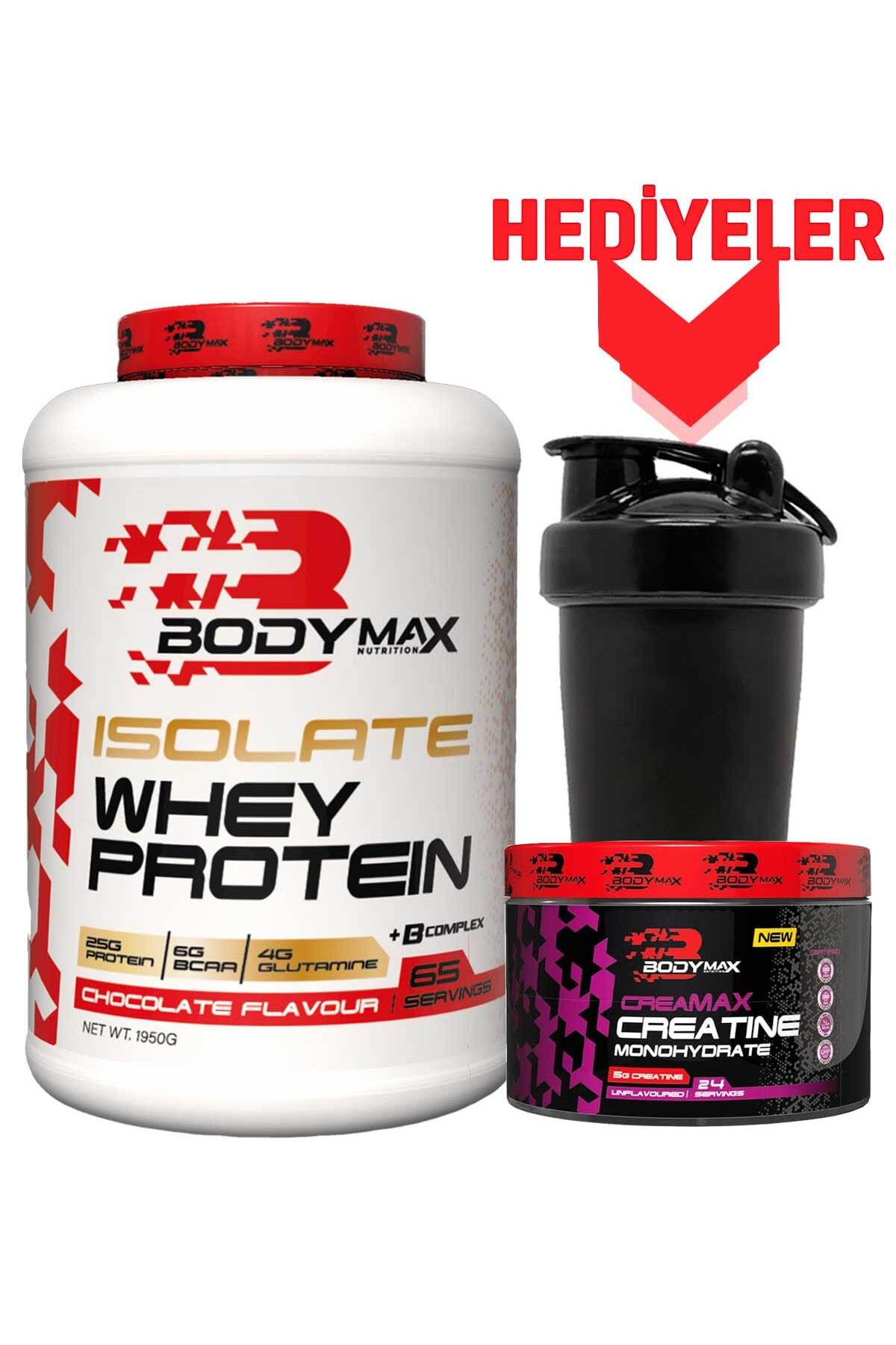 BODYMAX Isolate Whey Protein 1950gr Çikolatalı + Creatine Creamax 120gr Hediyeli + Shaker