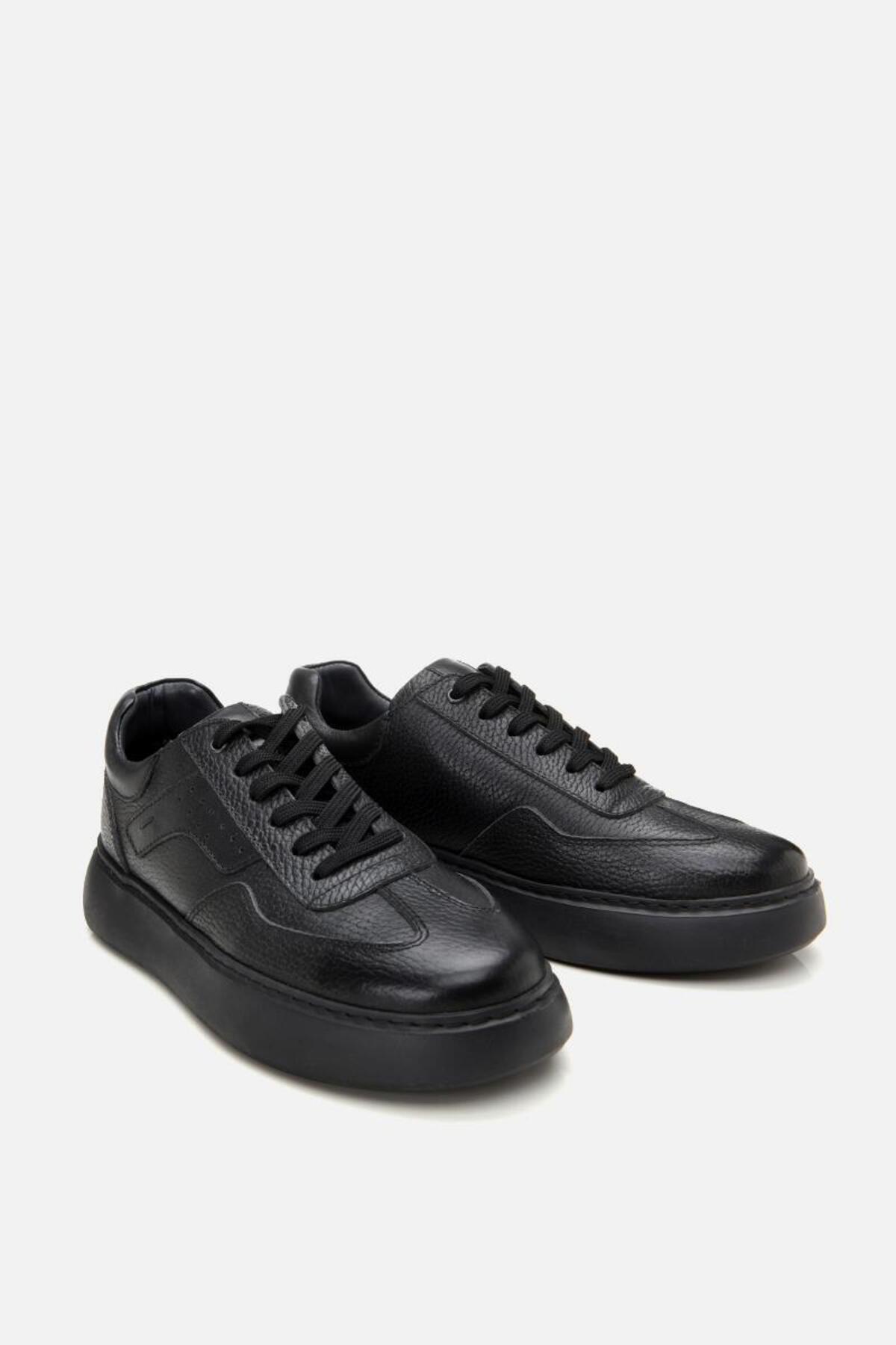 Yaya by Hotiç-Schwarze Herren-Freizeitschuhe aus echtem Leder 5