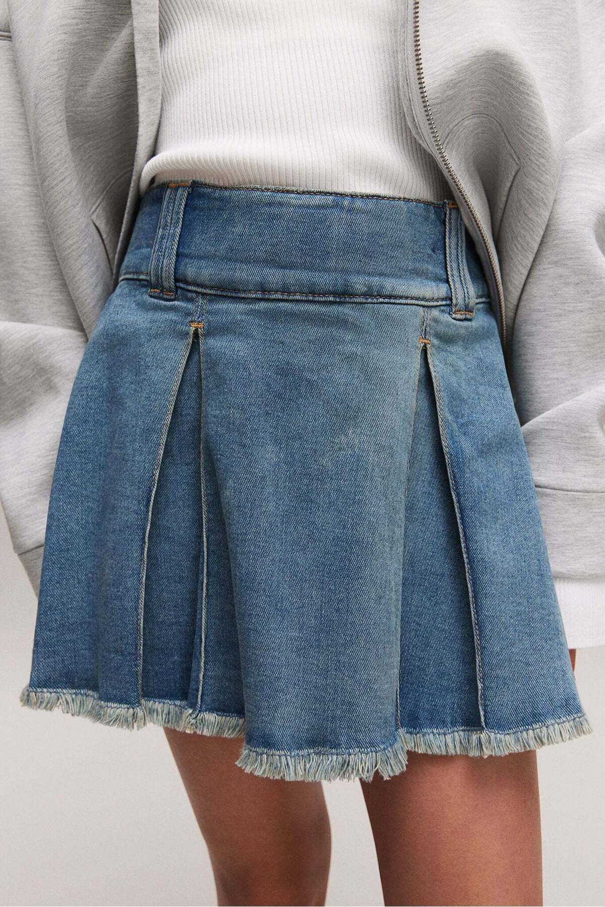 H&M-Pleated denim skirt 4