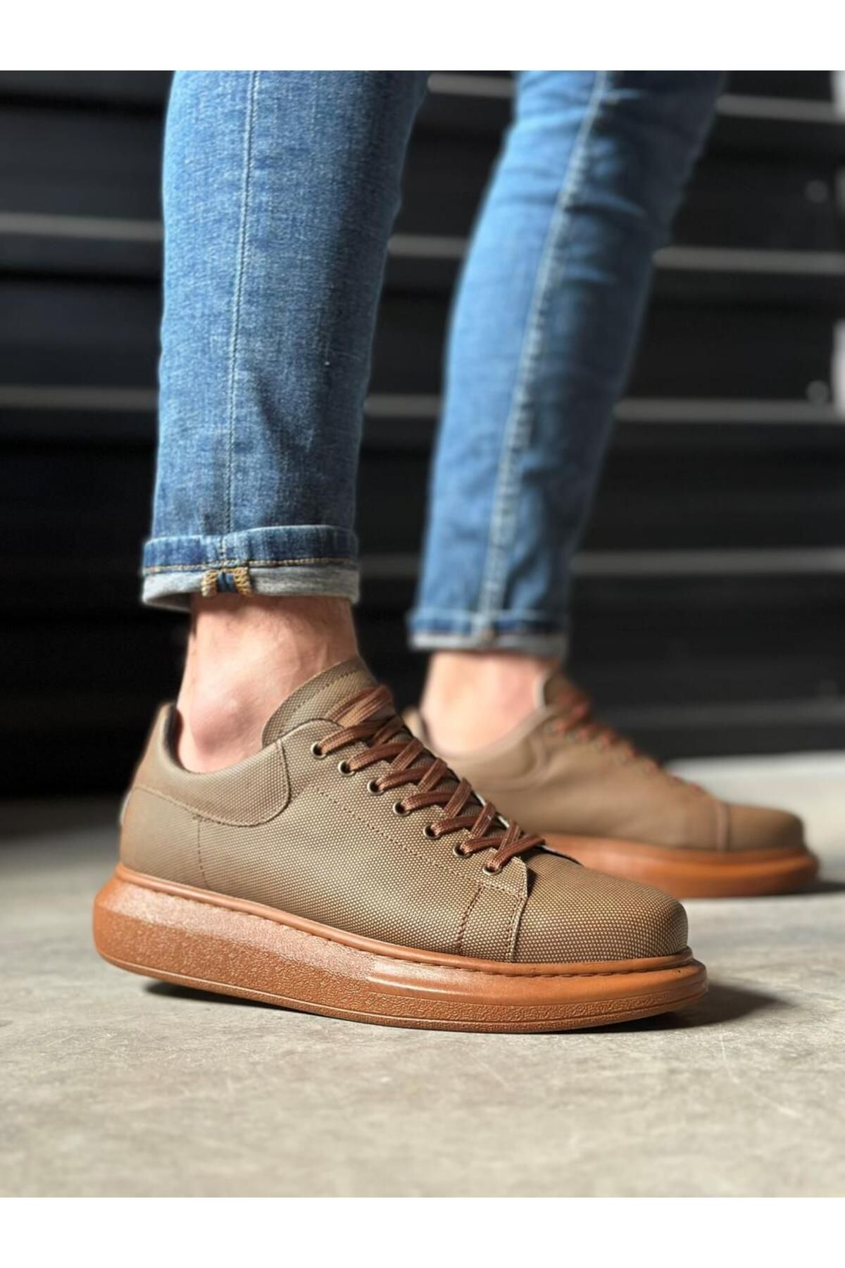 Kareem-Serrated High Sole Casual Shoes - Tan 569963 -1453 1