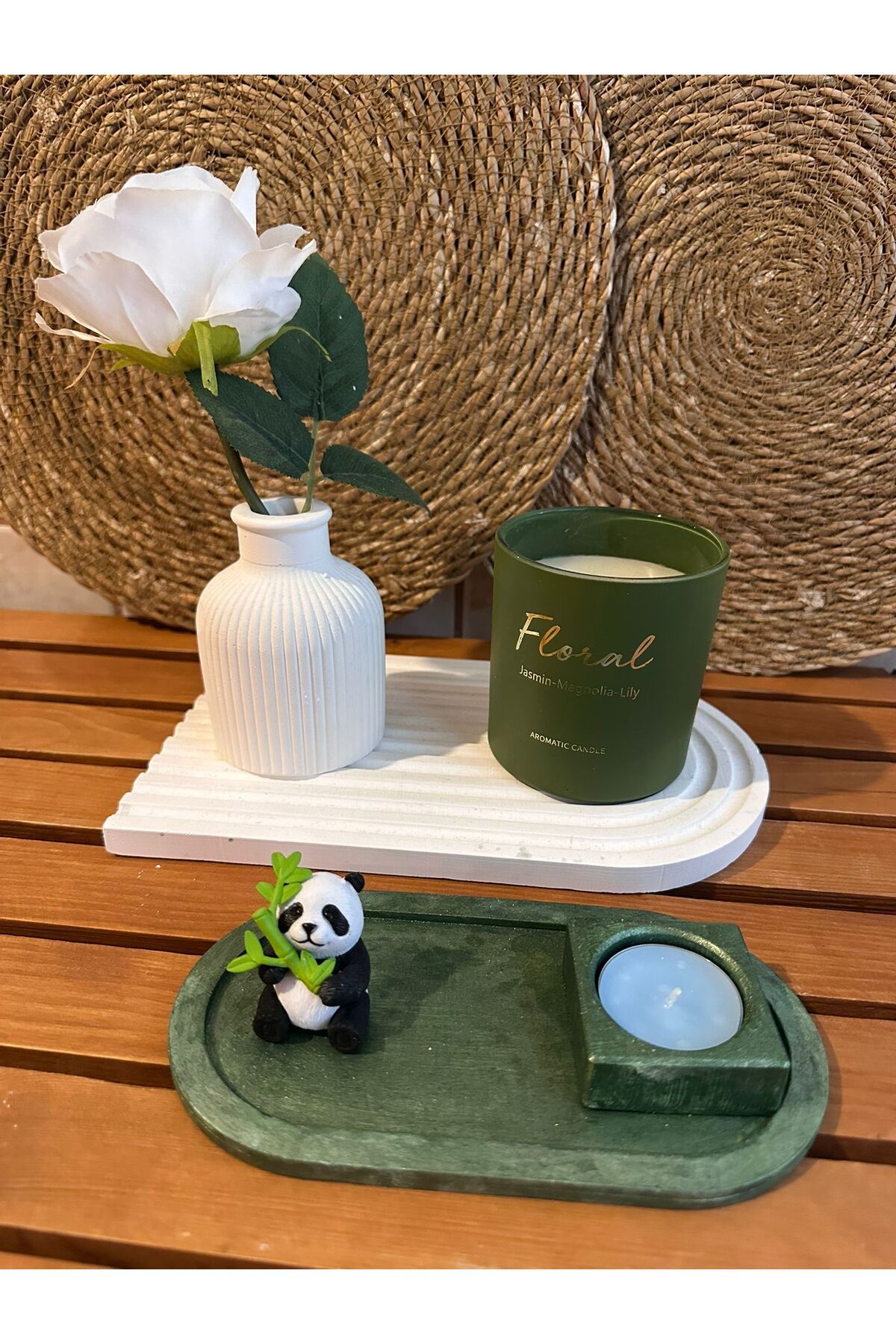 Sevgiliye Hediye Panda Figürlü Alçı Mumluk - 2