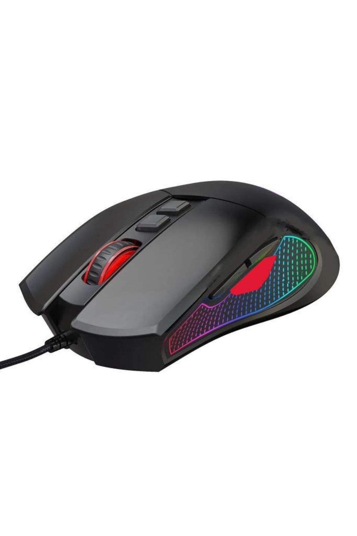 PrimeX Plus G802 USB Siyah RGB Işıklı 7200dpi Gaming Oyuncu Mouse, 8 Tuşlu USB Örgülü Kablolu Gaming Mouse