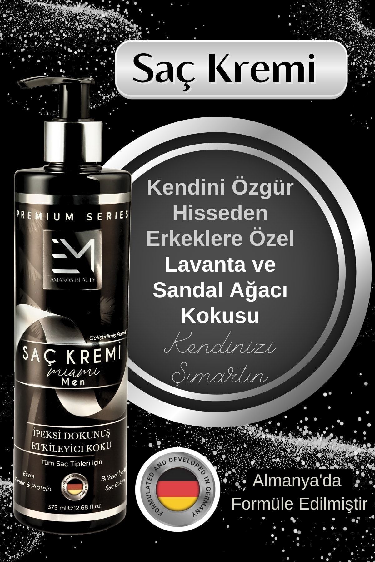 Erkek Saç Bakım Kremi - Miami Kokusu - Doğal Keratin Ve Kolajen Içerir - Önler — EM-SKMIA — تصویر 4 از 4